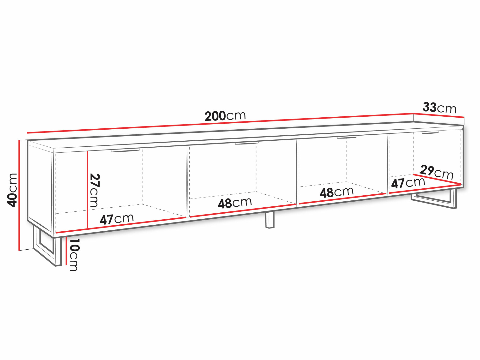 ТВ тумба Sarasota 180 (Чёрный + Графит)