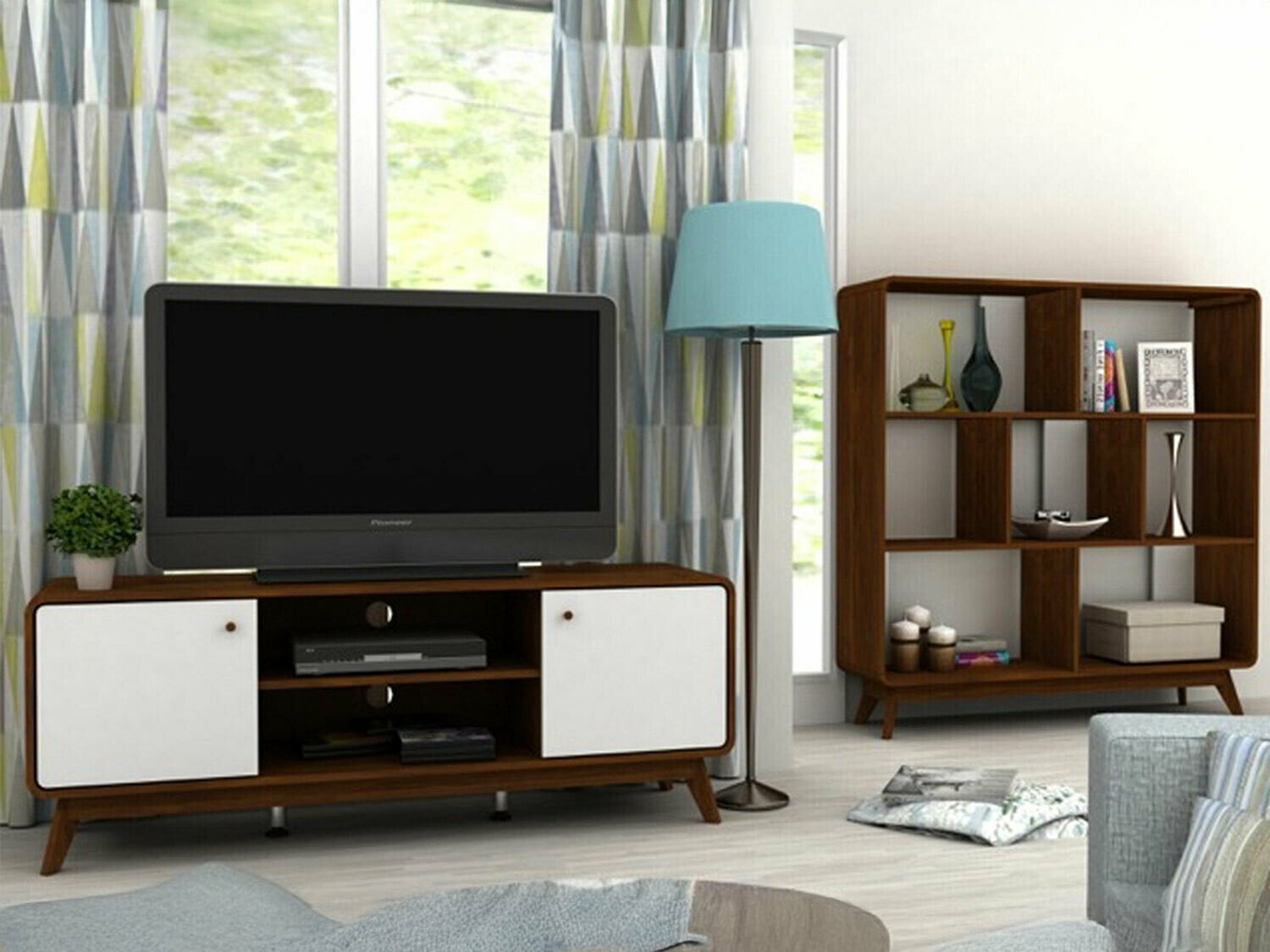 Viesistabas komplekts Elbtena 113 (Rieksts + Balts)