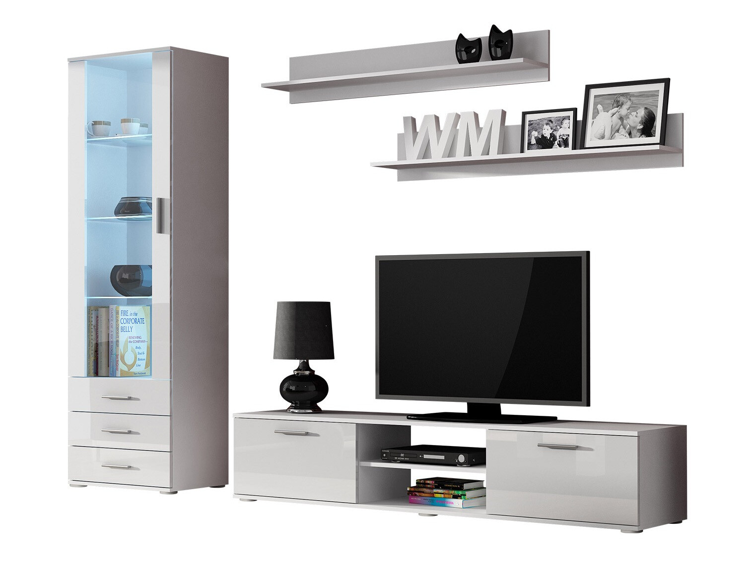 Набор для гостиной Tornola 107 (Белый + Глянцевый белый)