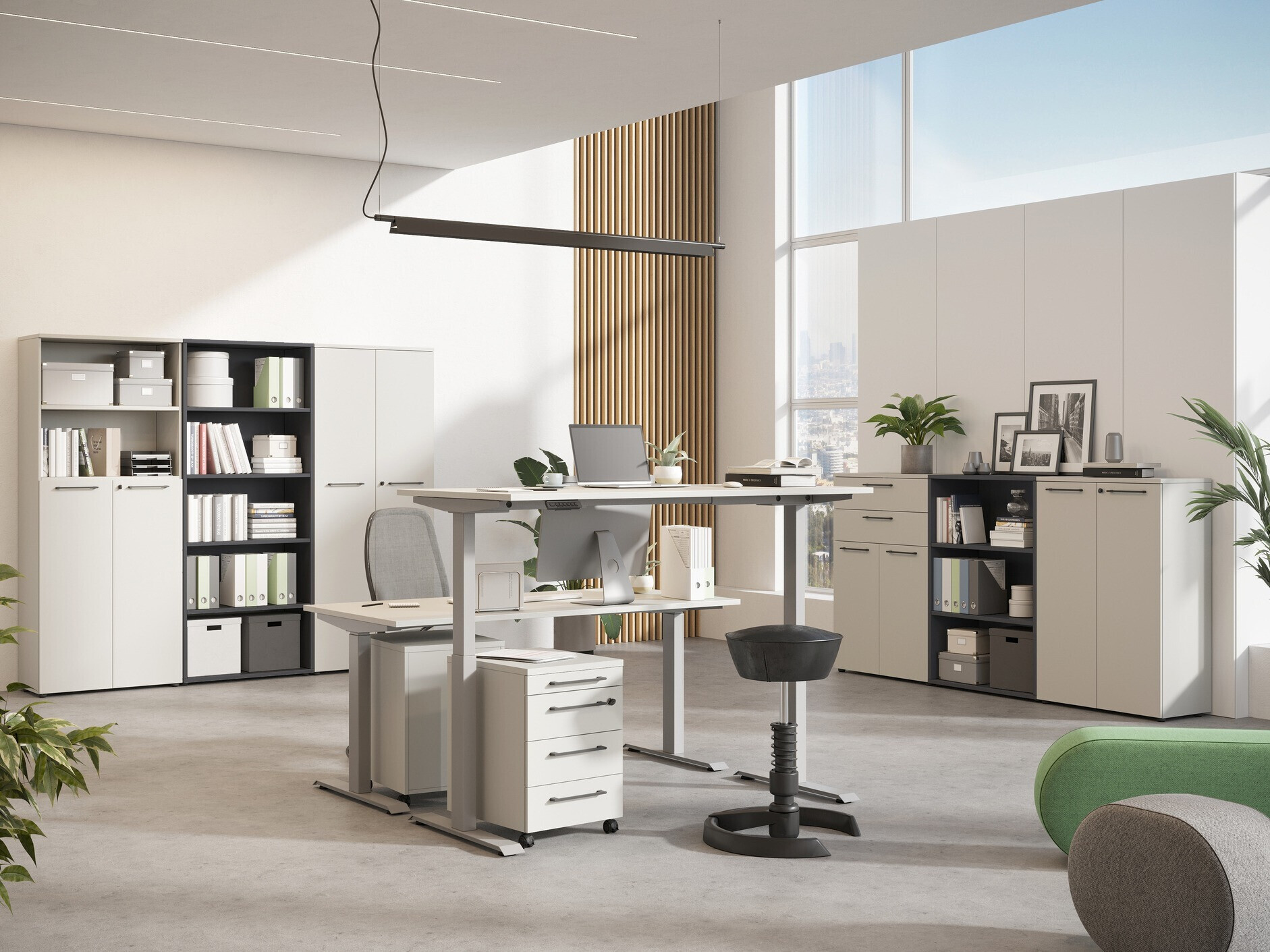 Рабочий стол с регулируемой высотой Eliromo 117 (Светло-серый + Серебряный)