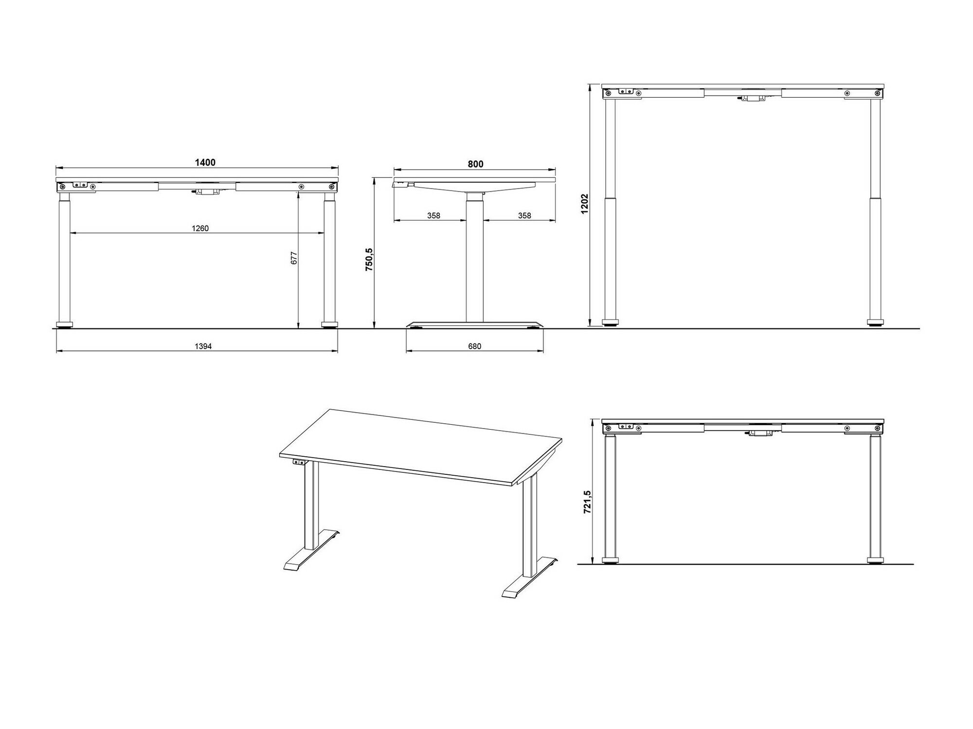 Рабочий стол с регулируемой высотой Eliromo 117 (Светло-серый + Серебряный)
