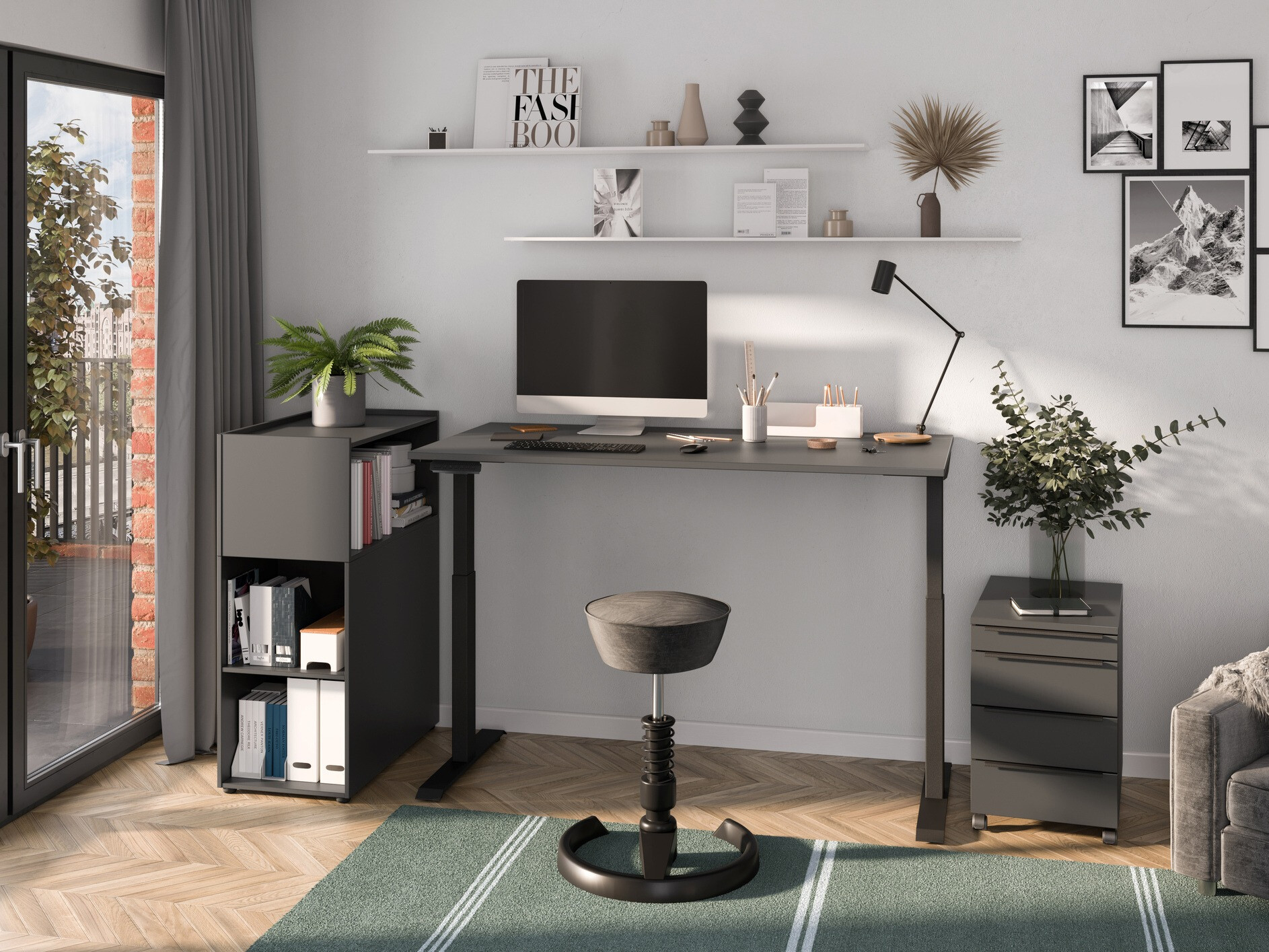 Рабочий стол с регулируемой высотой Feltoru 110 (Графит)