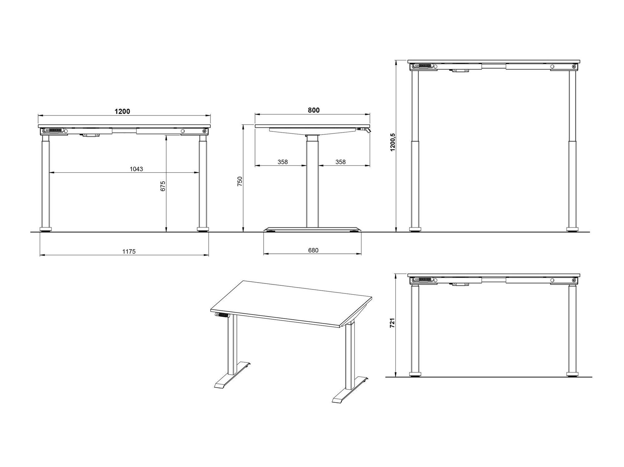 Рабочий стол с регулируемой высотой Feltoru 112 (Графит)
