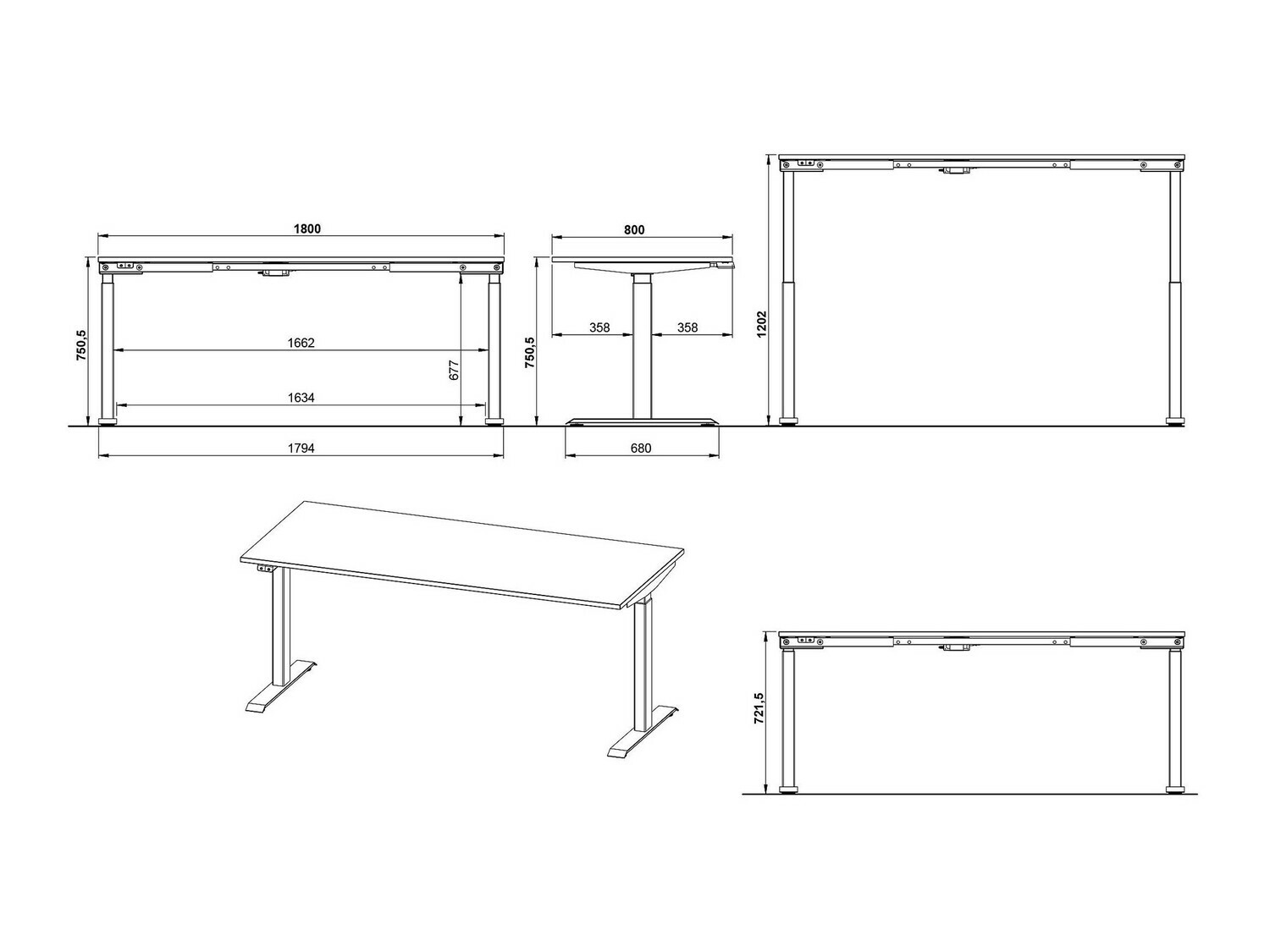 Рабочий стол с регулируемой высотой Feltoru 114 (Графит)