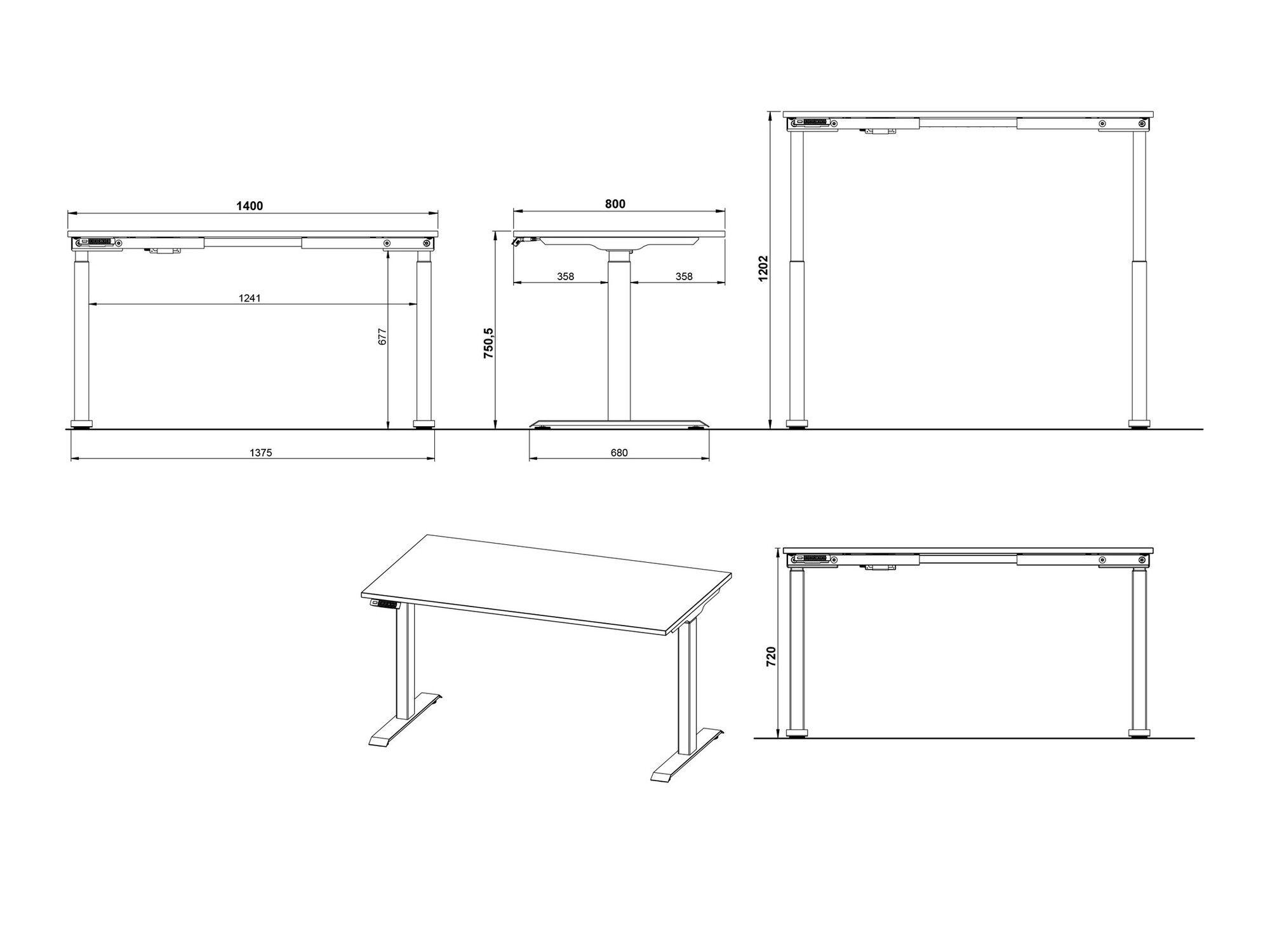 Rakstāmgalds ar regulējamu augstumu Feltoru 110 (Grafīts)