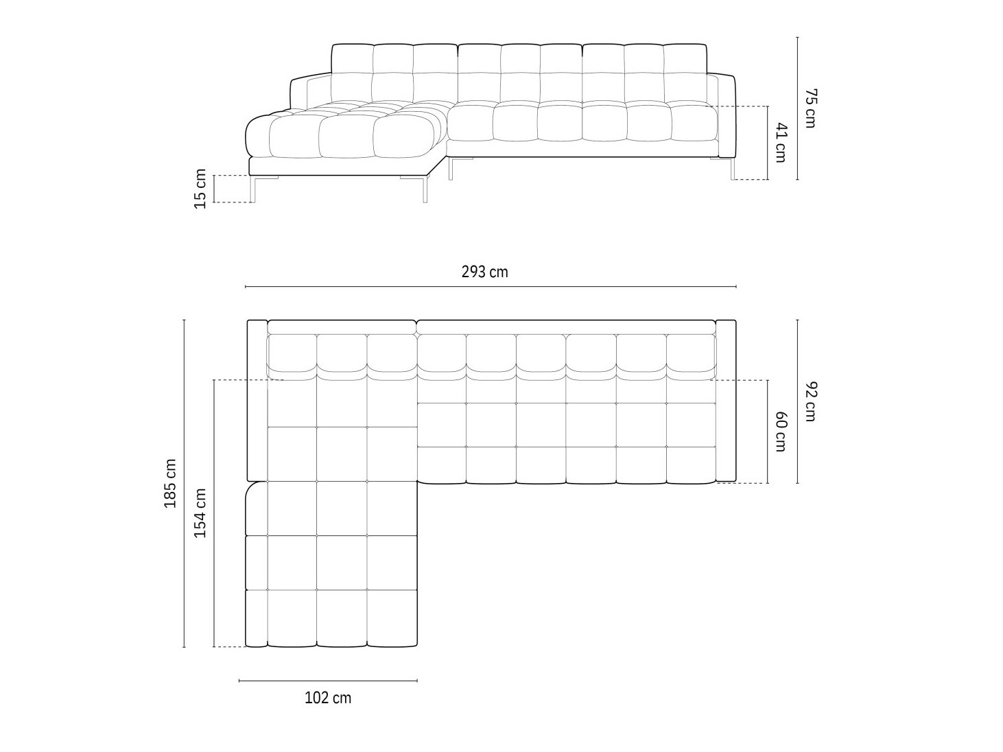 Stūra dīvāns Lormelo 103 (Kreisais)