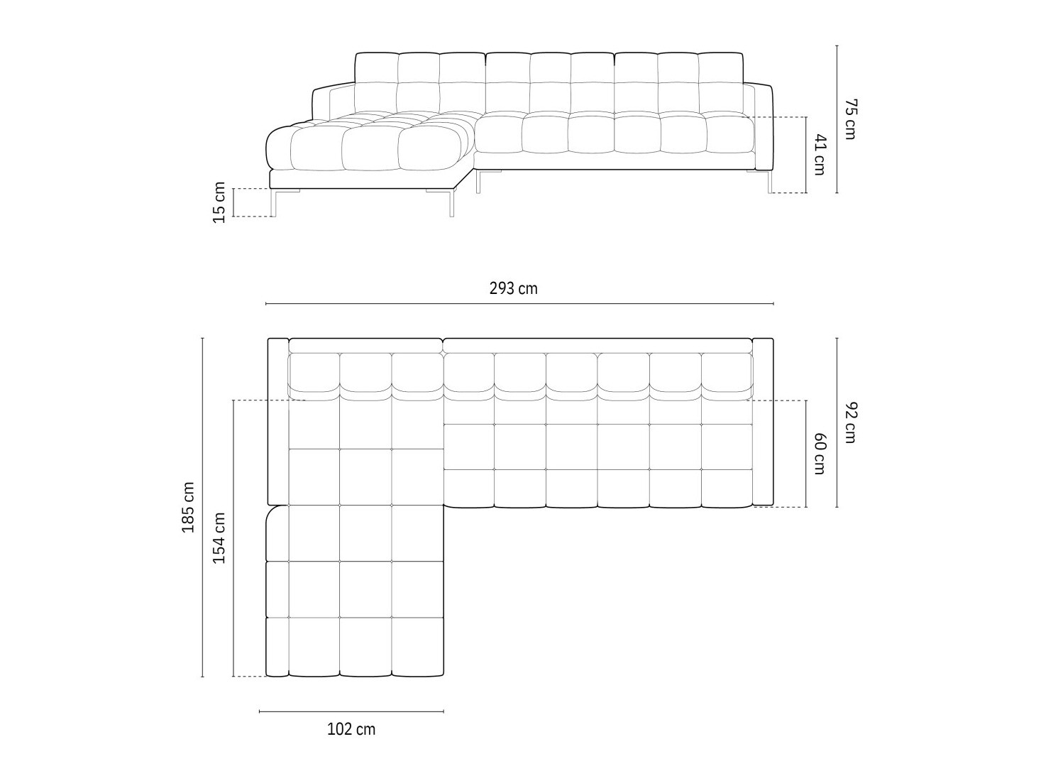 Stūra dīvāns Lormelo 103 (Kreisais)
