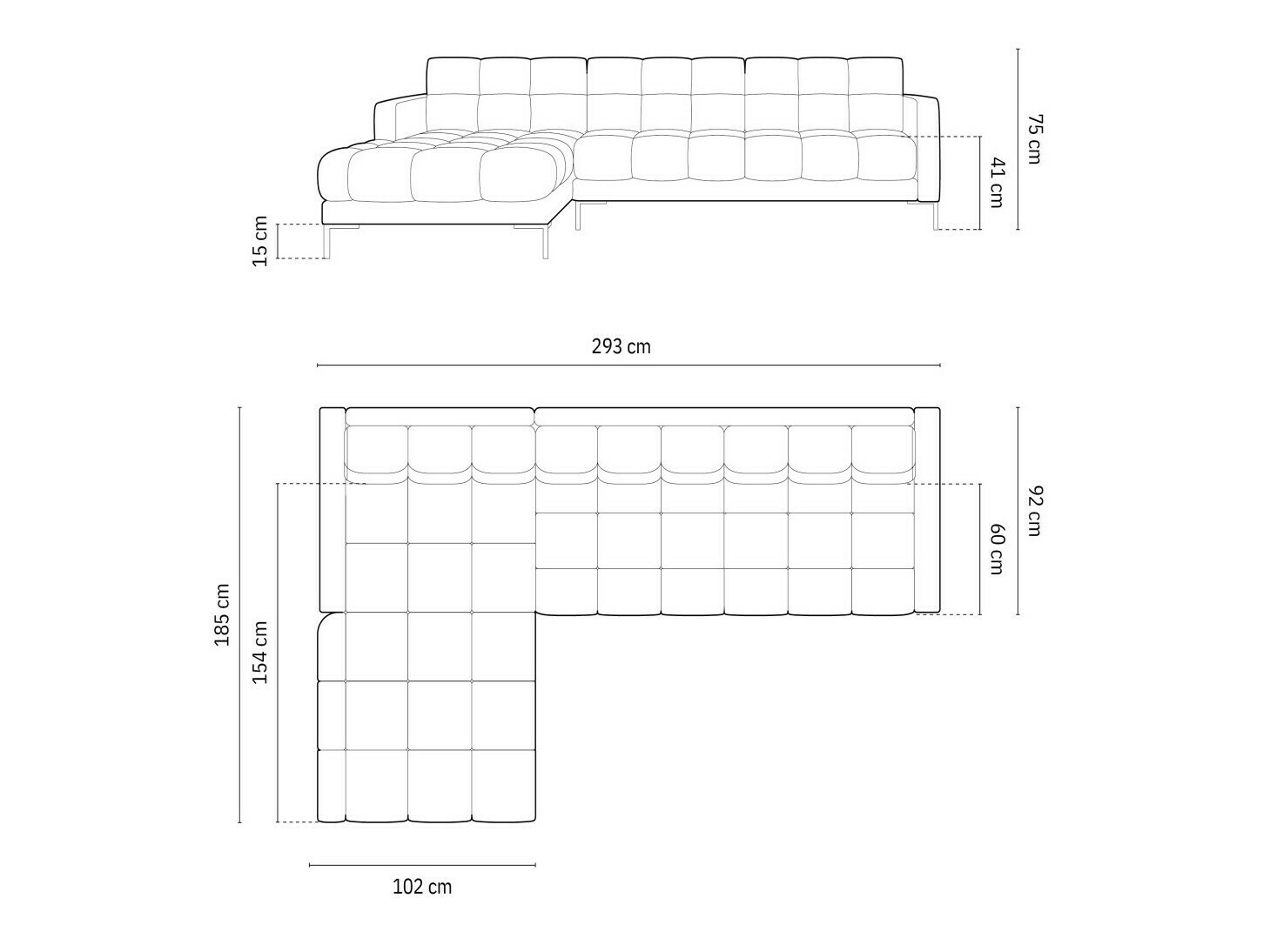 Stūra dīvāns Lormelo 103 (Kreisais)