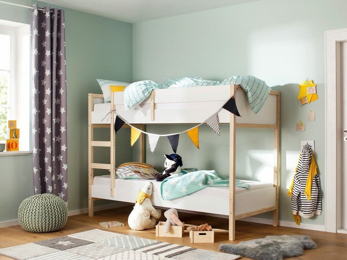 Divstāvu gulta Fenmele 100 (Balts + Gaišs koks)