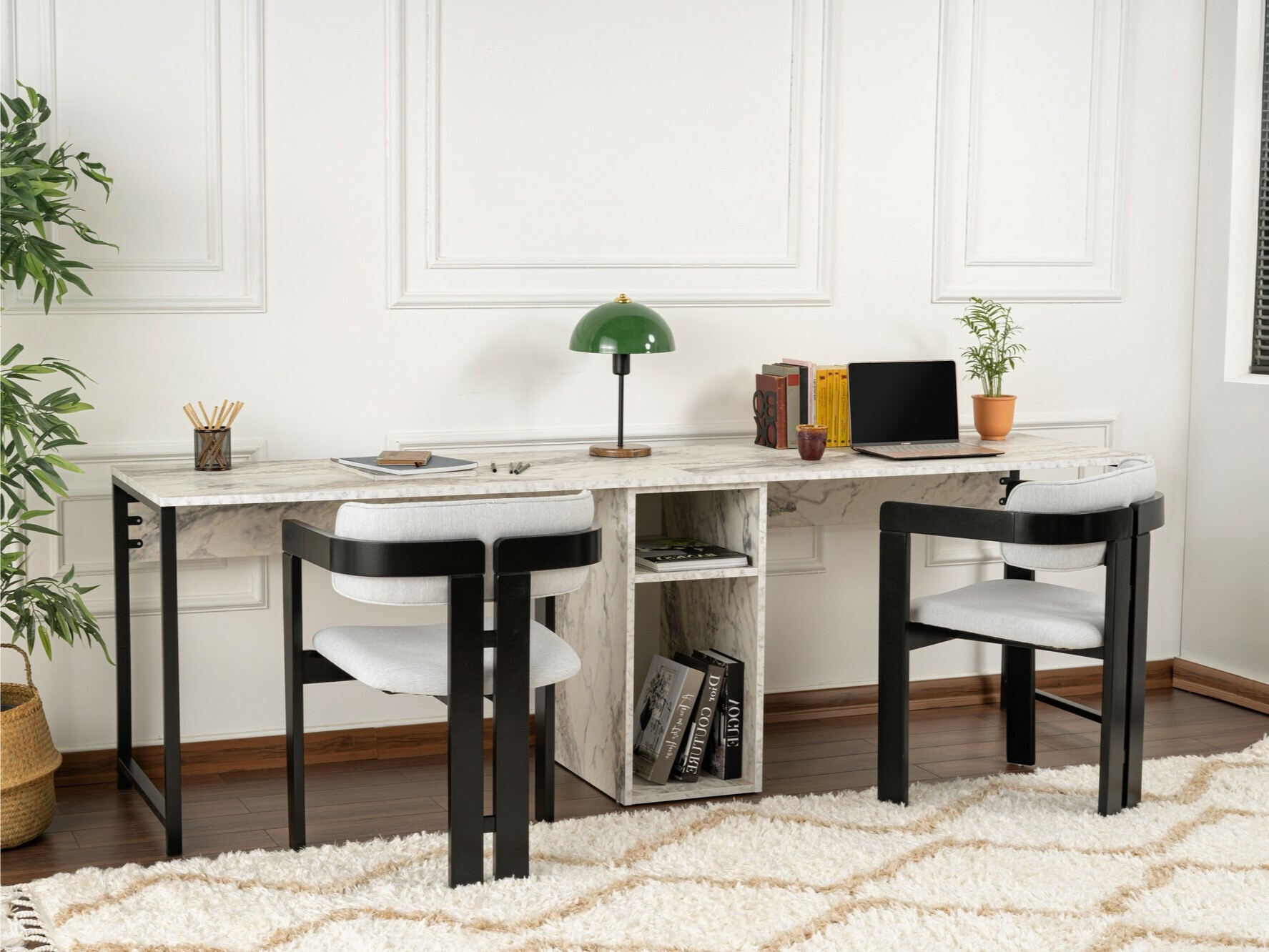 Письменный cтол Novato 101 (Белый мрамор + Чёрный)