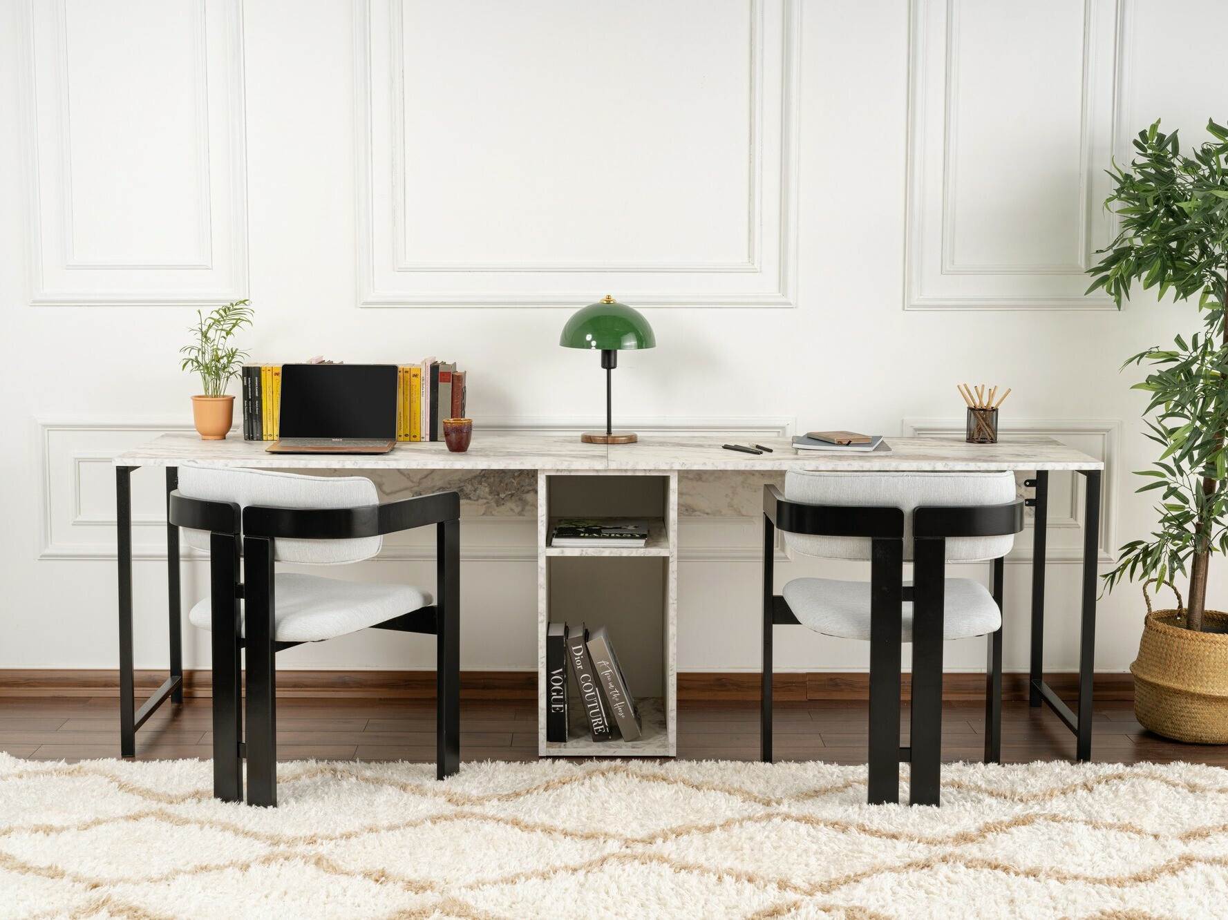 Письменный cтол Novato 101 (Белый мрамор + Чёрный)