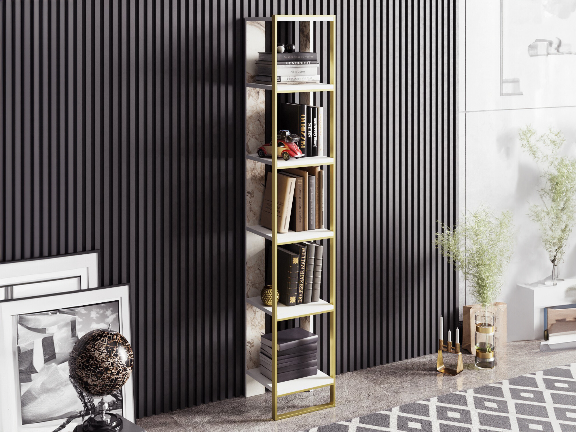 Plaukts Kailua 1092 (Balts marmors + Zelta)