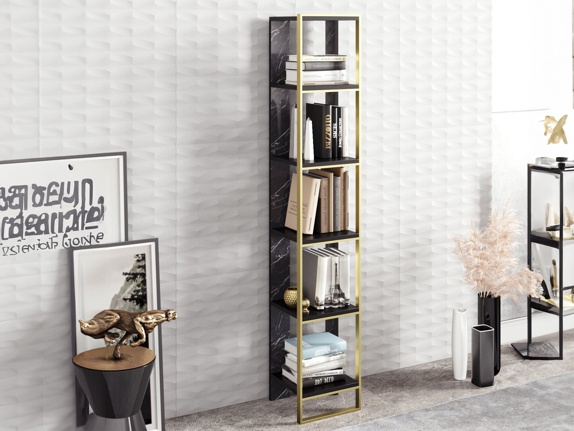 Plaukts Kailua 1092 (Melnais marmors + Zelta)