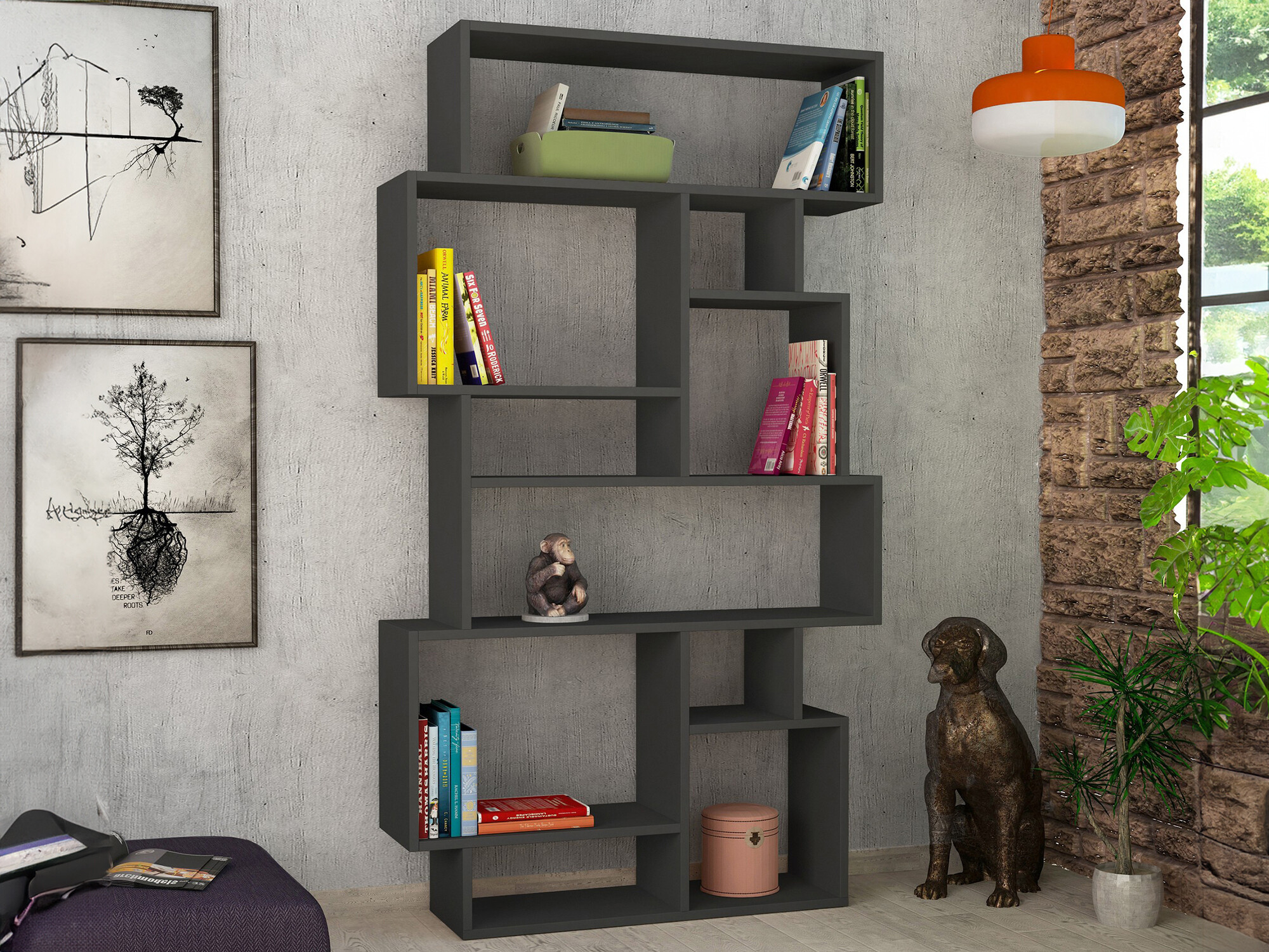 Стеллаж Kailua 1080 (Антрацит)