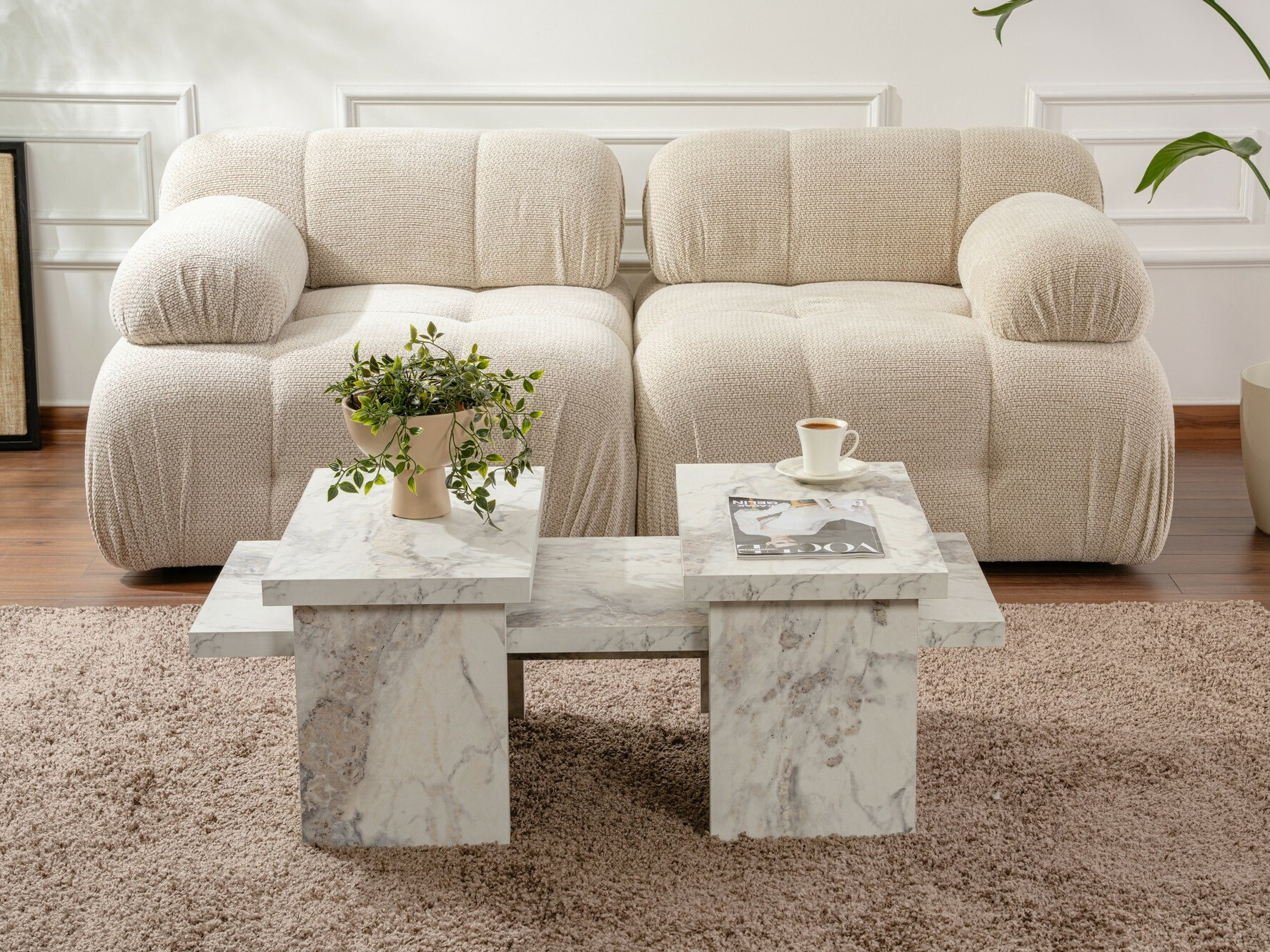 Žurnālu galdiņš Novato 103 (Balts marmors)