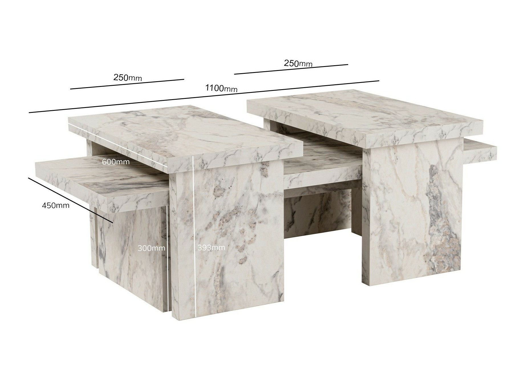 Žurnālu galdiņš Novato 103 (Balts marmors)