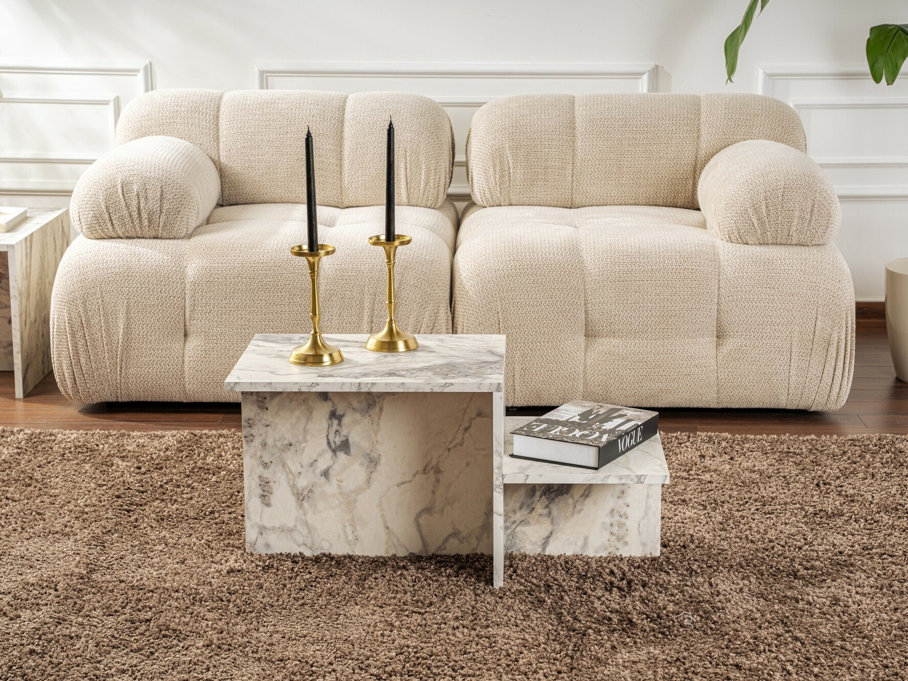 Žurnālu galdiņš Novato 104 (Balts marmors)