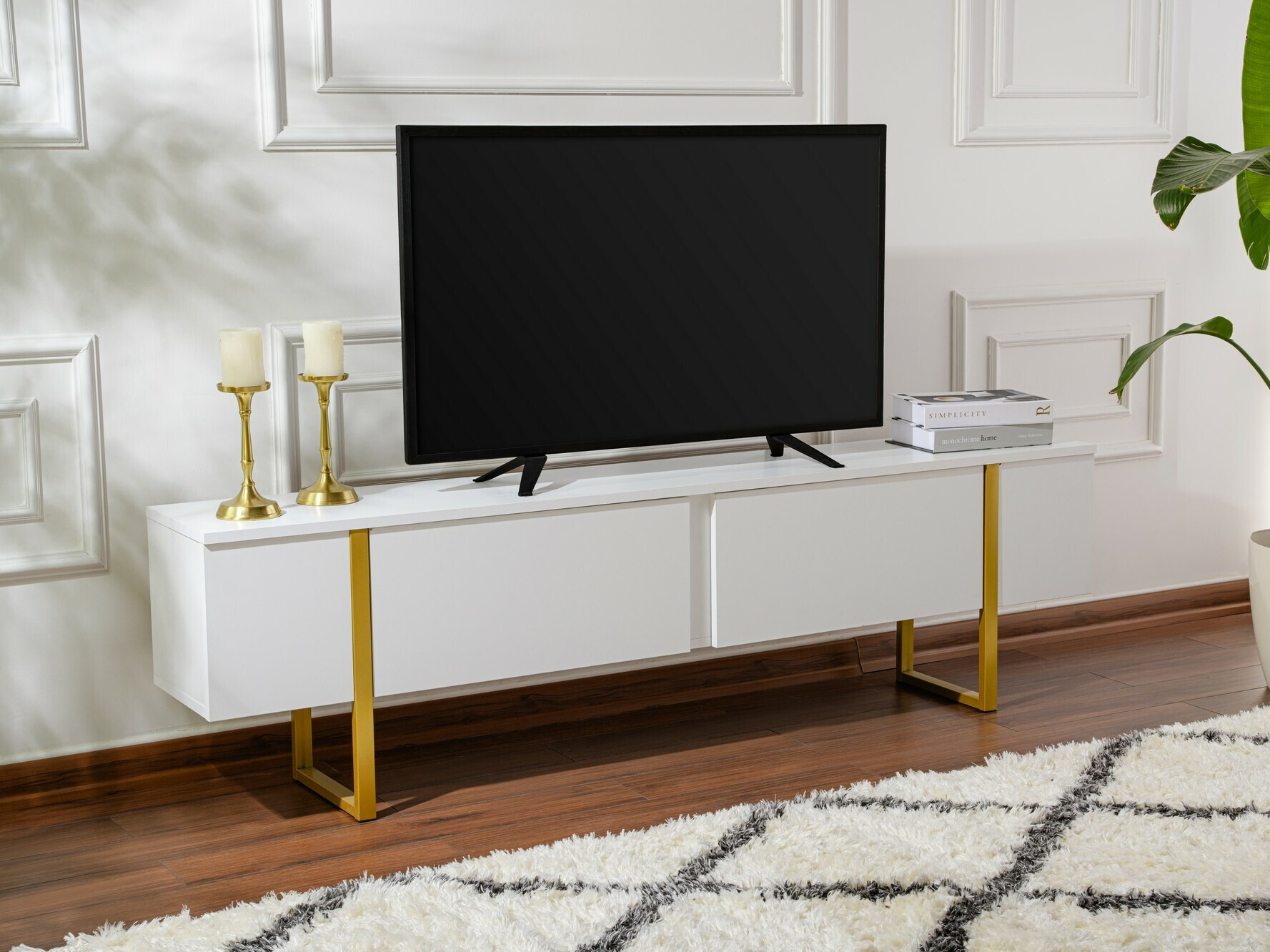 TV galds Novato 105 (Balts + Zelta)