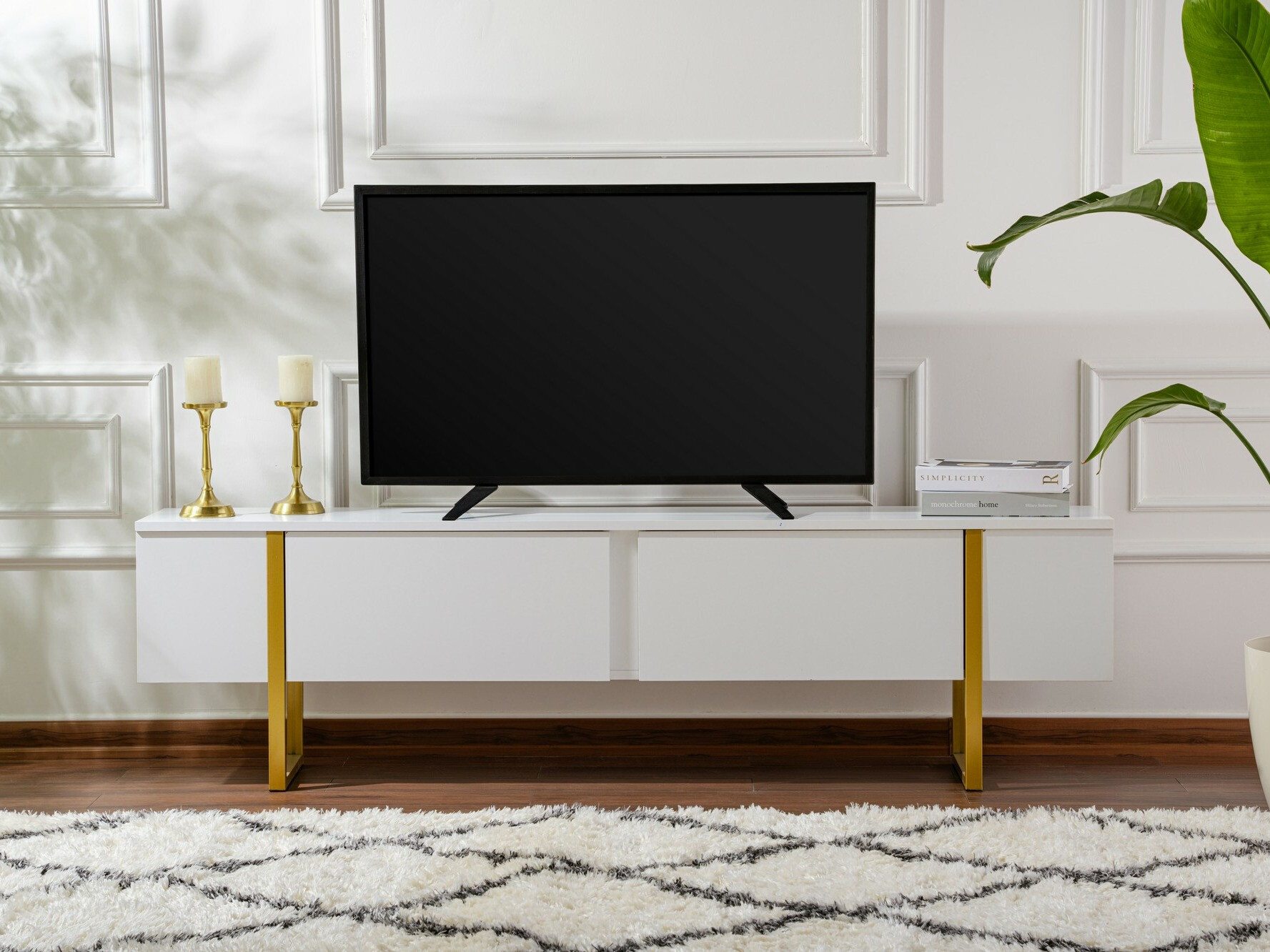 TV galds Novato 105 (Balts + Zelta)