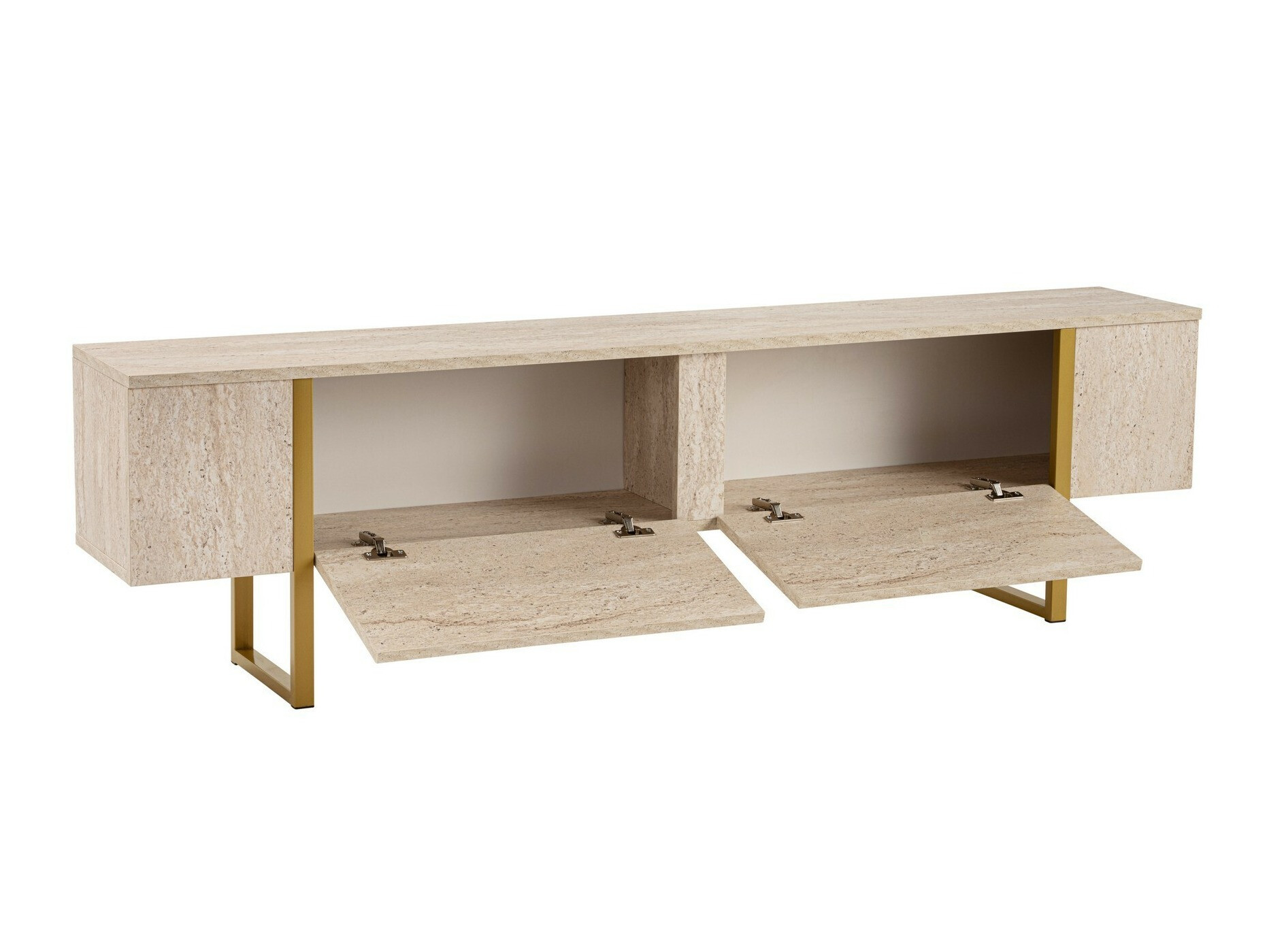 TV galds Novato 105 (Gaišs Travertine + Zelta)