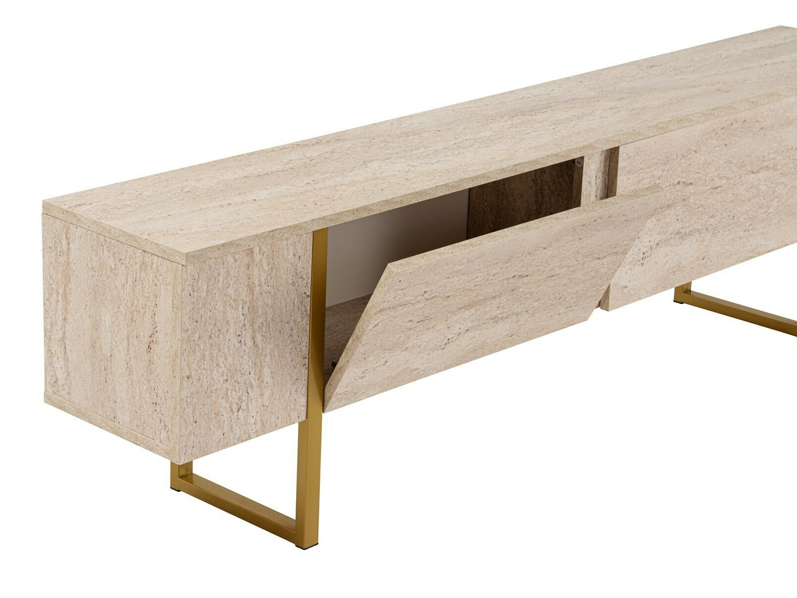 TV galds Novato 105 (Gaišs Travertine + Zelta)