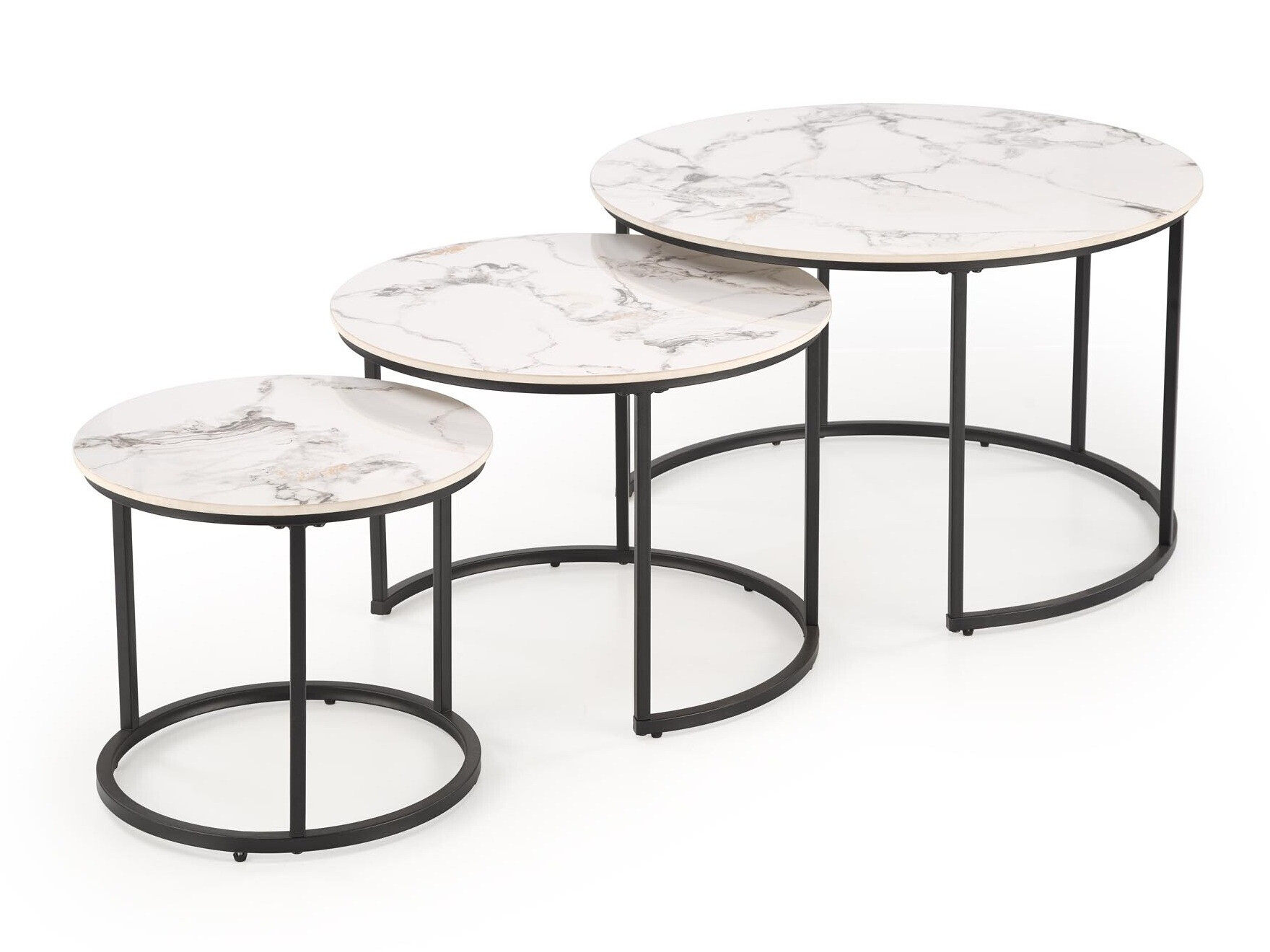 Комплект журнальных столиков Houston 1884 (Чёрный + Белый мрамор)