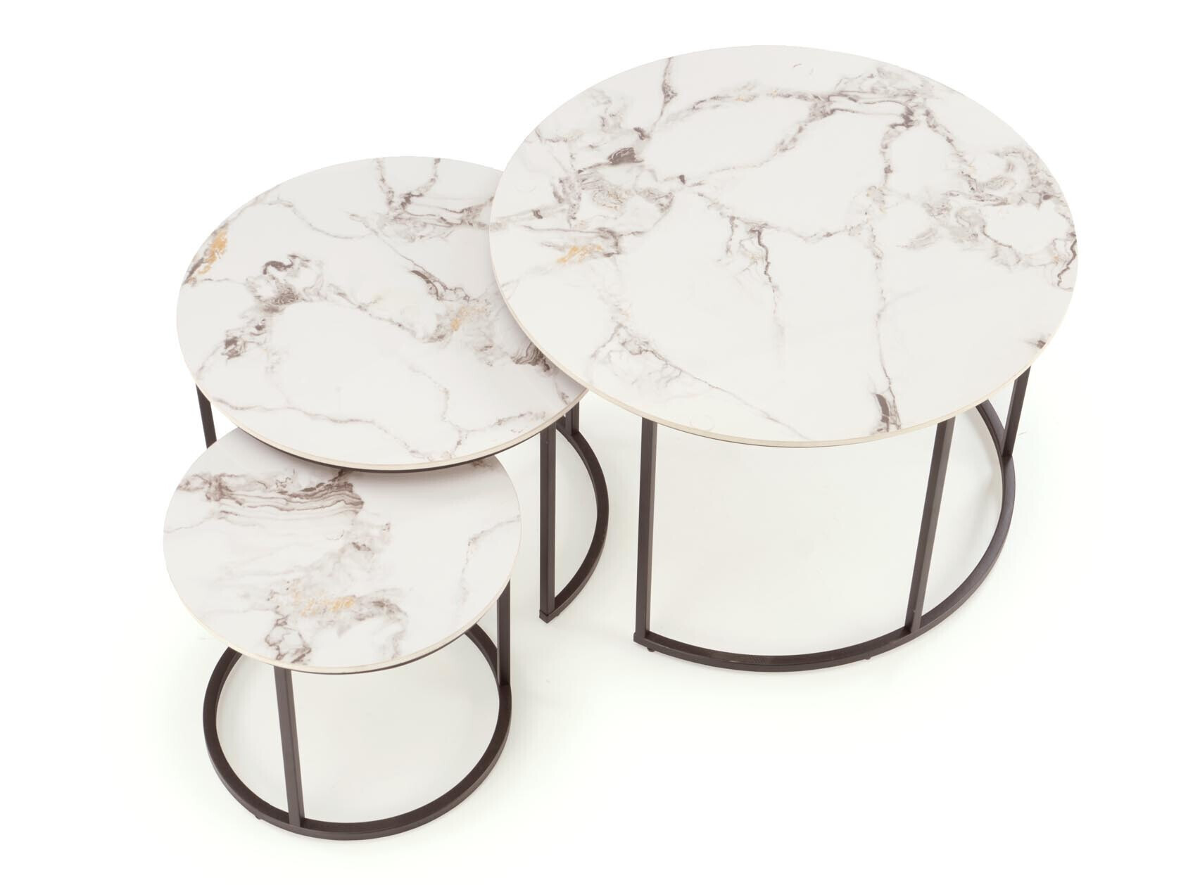 Комплект журнальных столиков Houston 1884 (Чёрный + Белый мрамор)