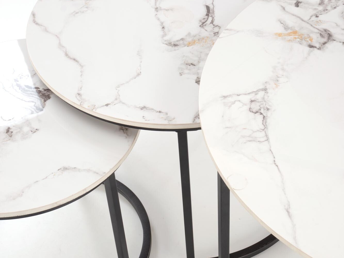 Комплект журнальных столиков Houston 1884 (Чёрный + Белый мрамор)