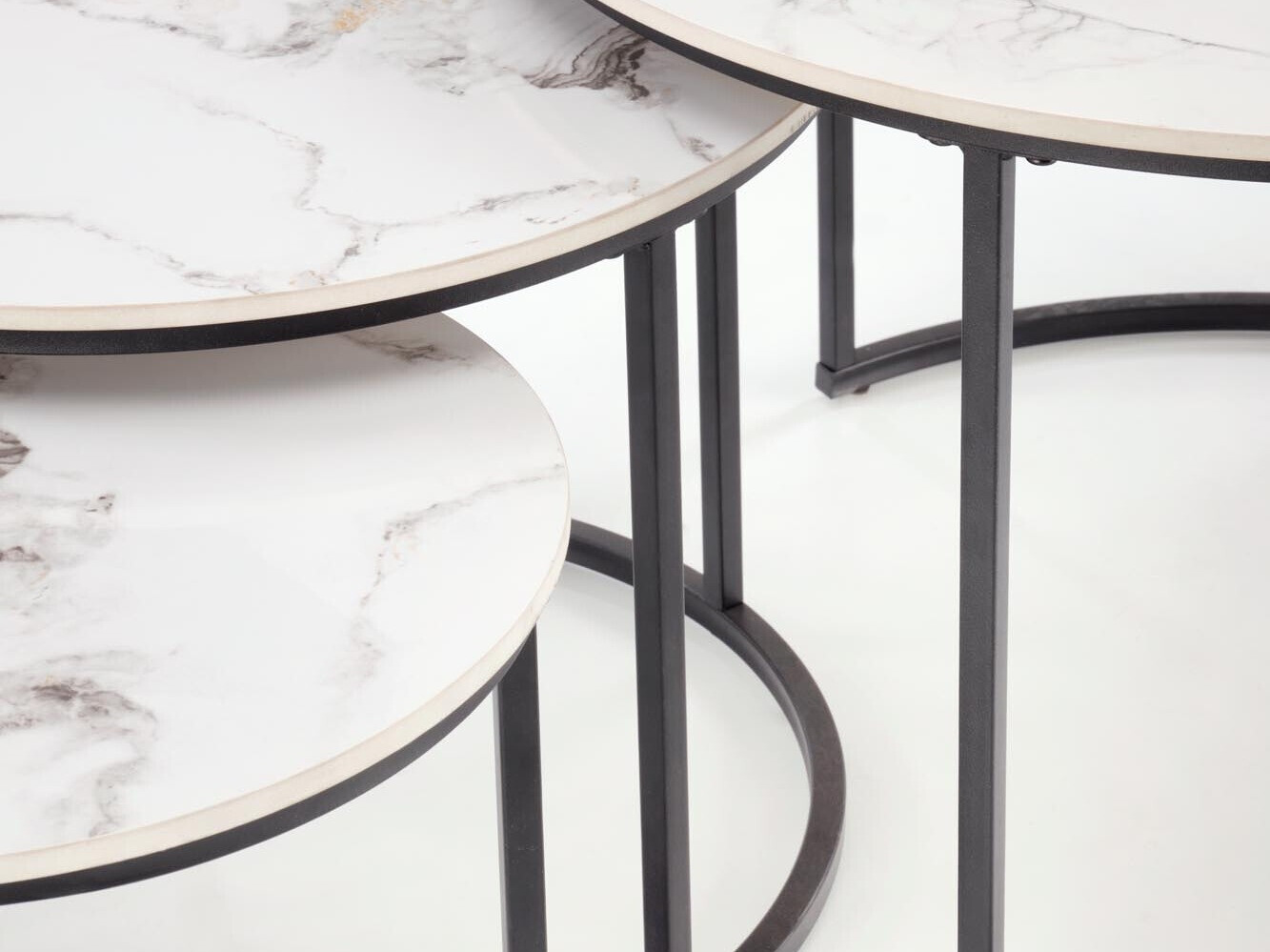 Комплект журнальных столиков Houston 1884 (Чёрный + Белый мрамор)