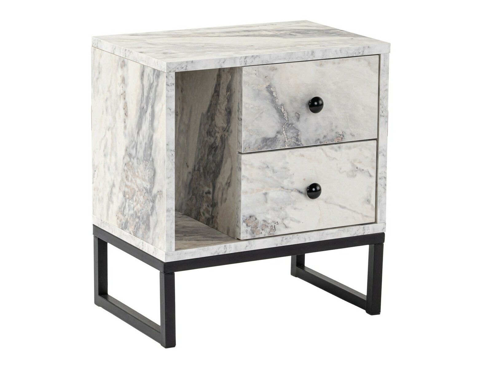 Naktsgaldiņš Novato 109 (Balts marmors + Melns)