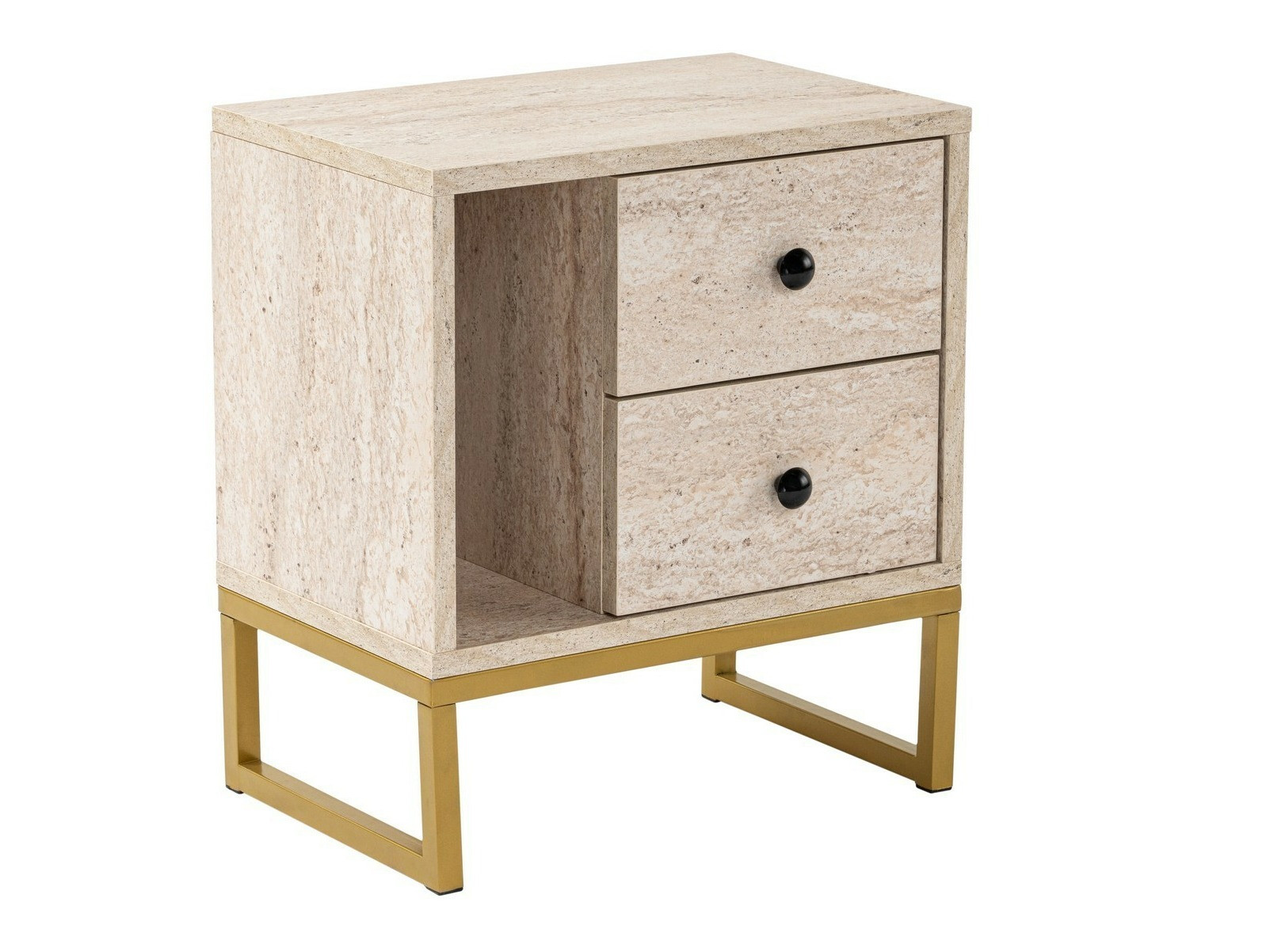 Naktsgaldiņš Novato 109 (Gaišs Travertine + Zelta)