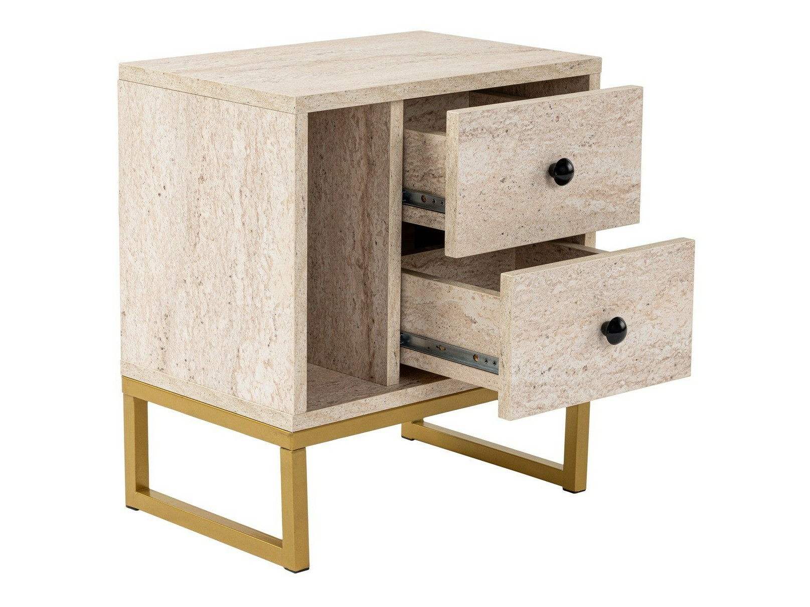 Naktsgaldiņš Novato 109 (Gaišs Travertine + Zelta)