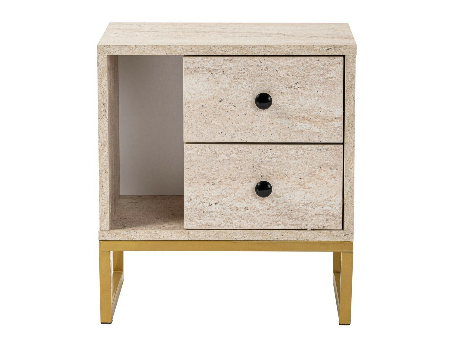 Naktsgaldiņš Novato 109 (Gaišs Travertine + Zelta)