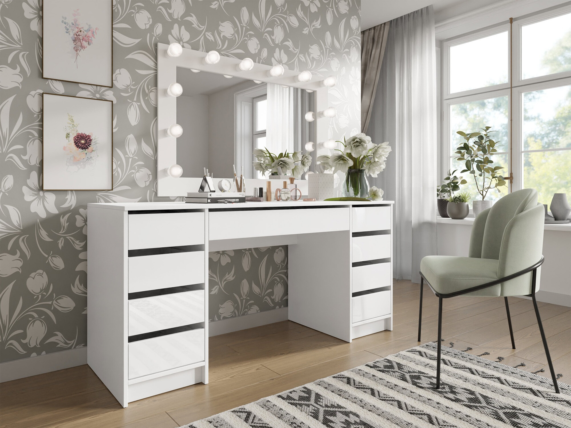 Письменный cтол Comfivo 401 (Глянцевый белый + Белый)