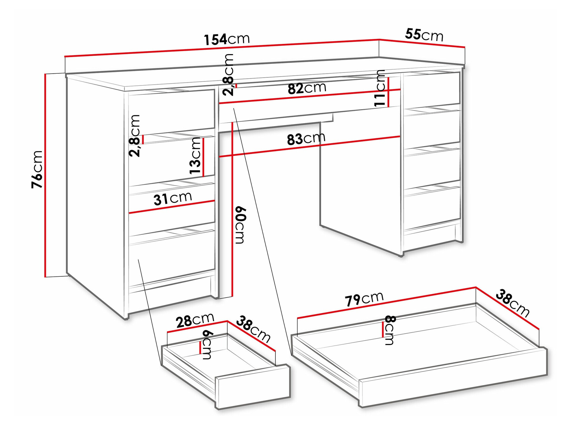 Письменный cтол Comfivo 401 (Глянцевый белый + Белый)