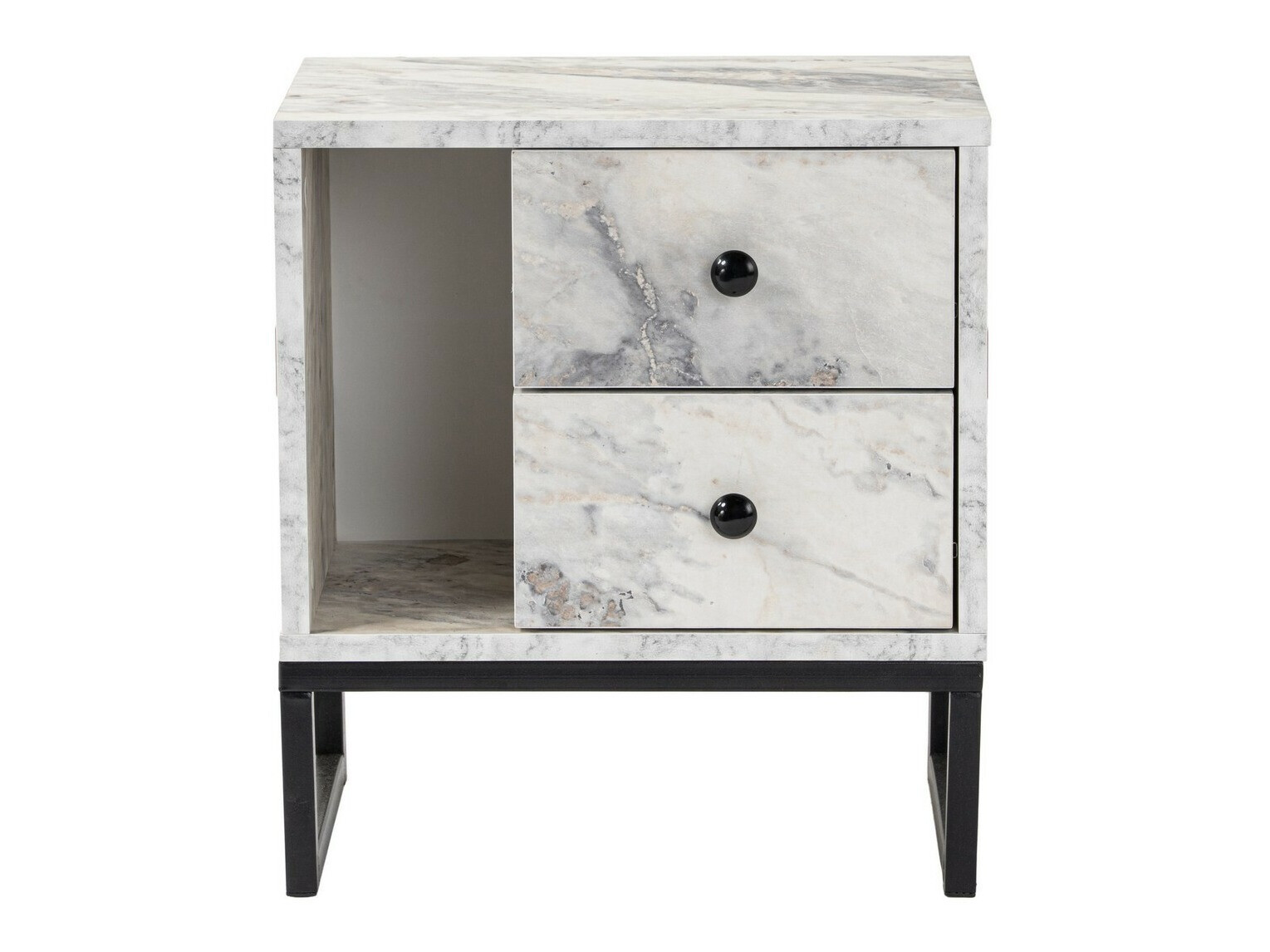 Прикроватная тумбочка Novato 109 (Белый мрамор + Чёрный)