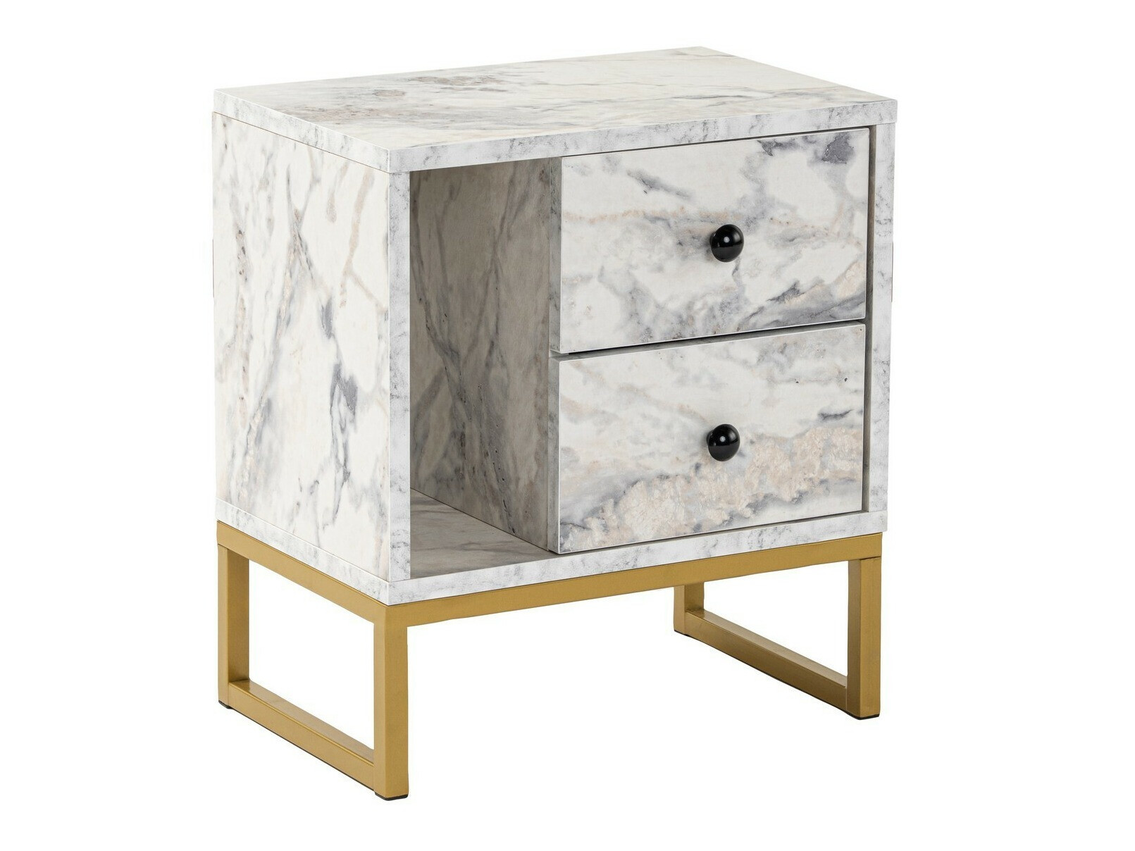 Прикроватная тумбочка Novato 109 (Белый мрамор + Золотой)