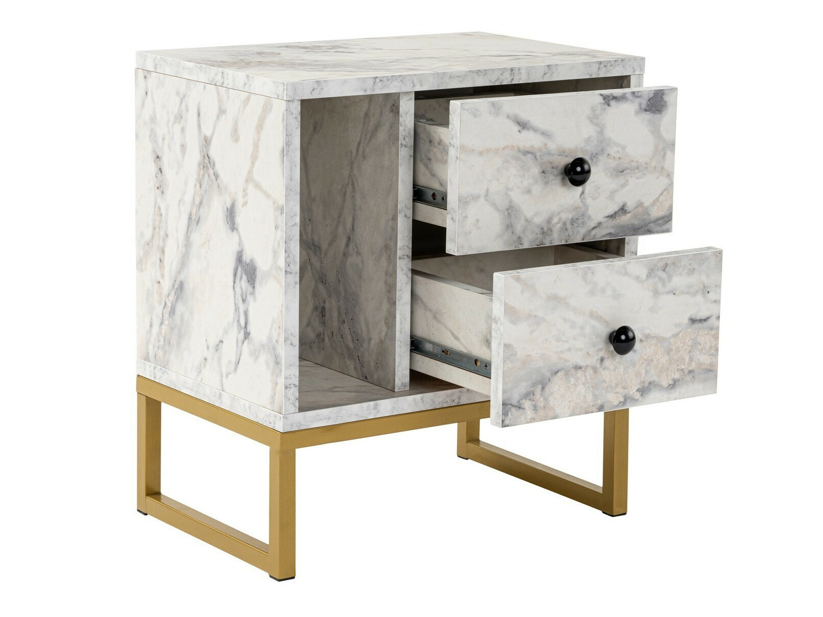 Прикроватная тумбочка Novato 109 (Белый мрамор + Золотой)