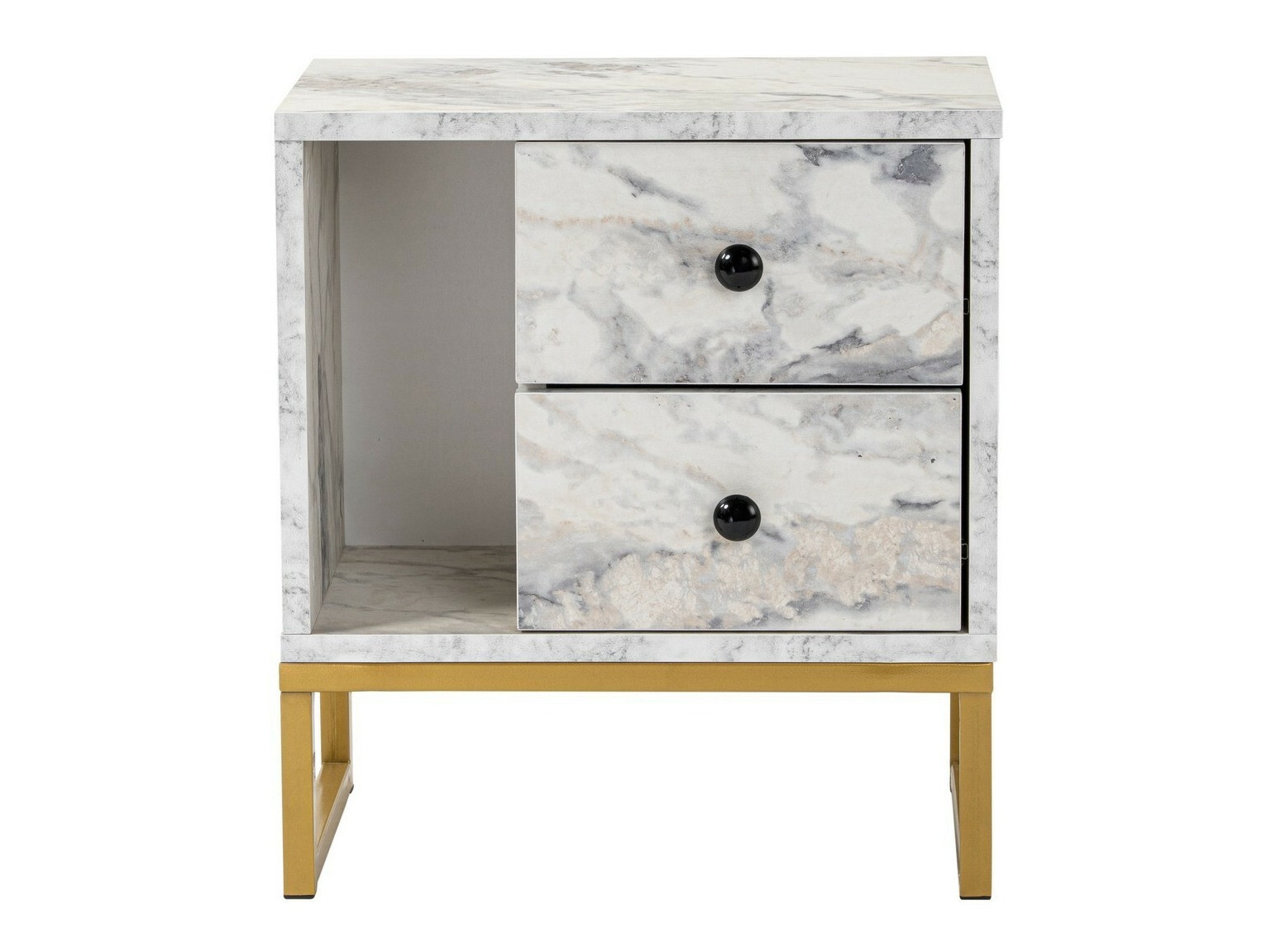 Прикроватная тумбочка Novato 109 (Белый мрамор + Золотой)
