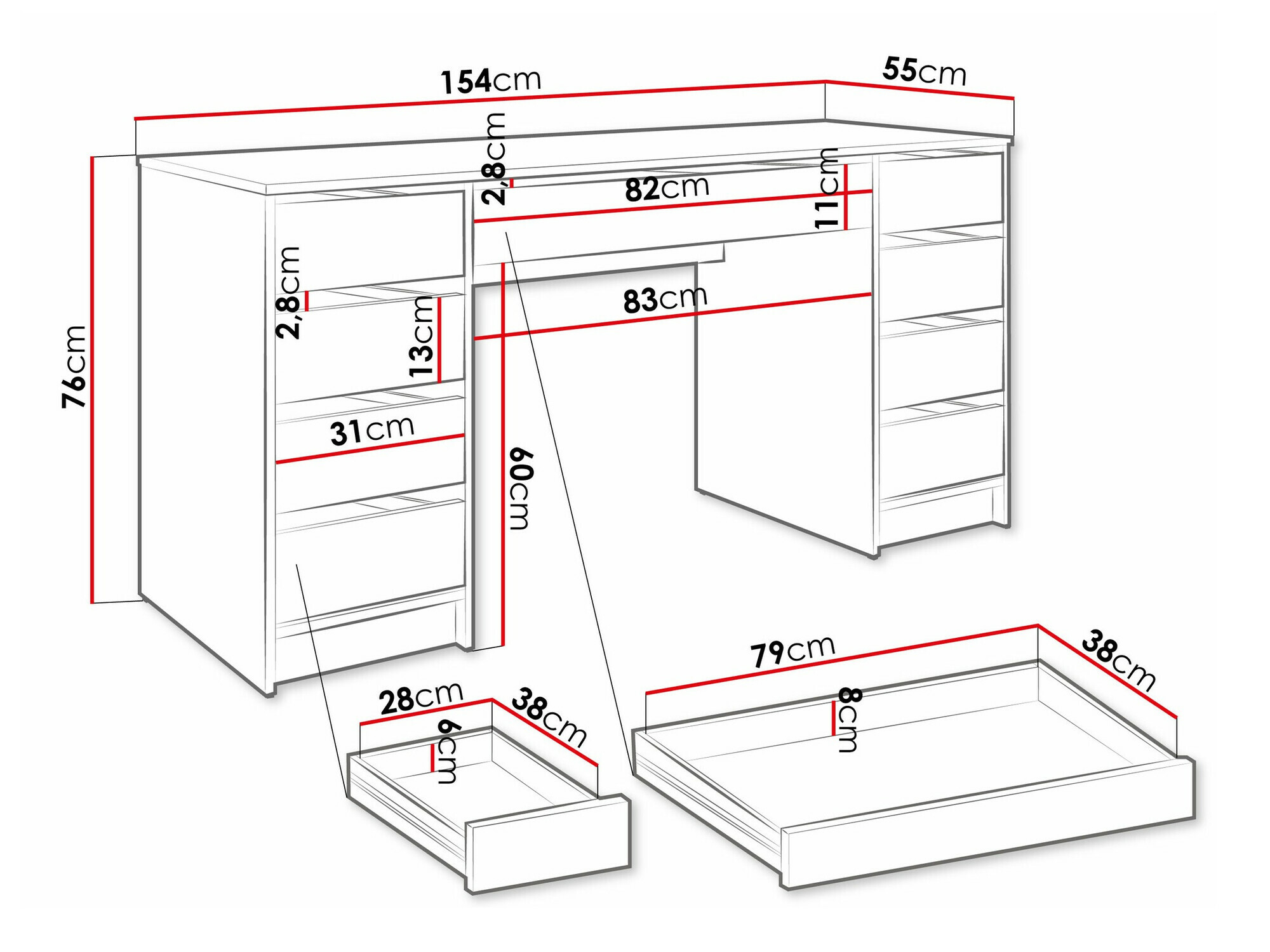 Rakstāmgalds Comfivo 401 (Melns)