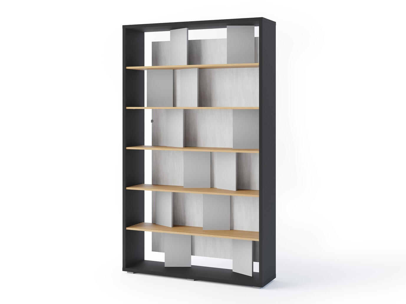 Стеллаж Fresno 154 (Серый + Графит + Дуб)