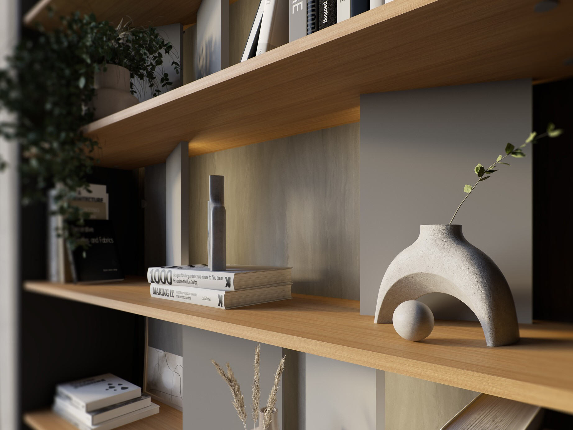 Стеллаж Fresno 154 (Серый + Графит + Дуб)