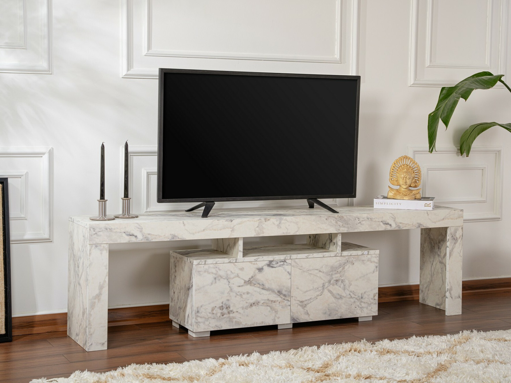 ТВ тумба Novato 108 (Белый мрамор)