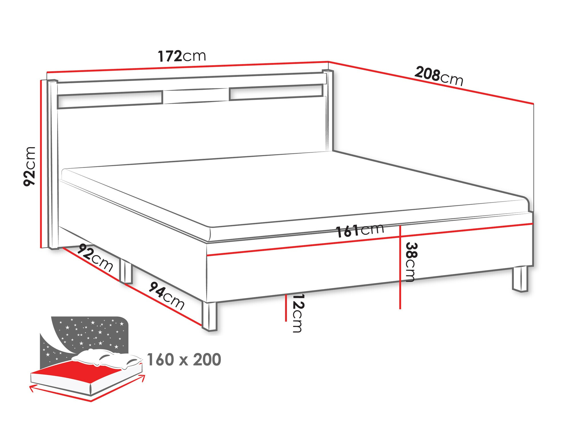 Кровать Venmelu 106 (Дуб вотан + Бежевый)