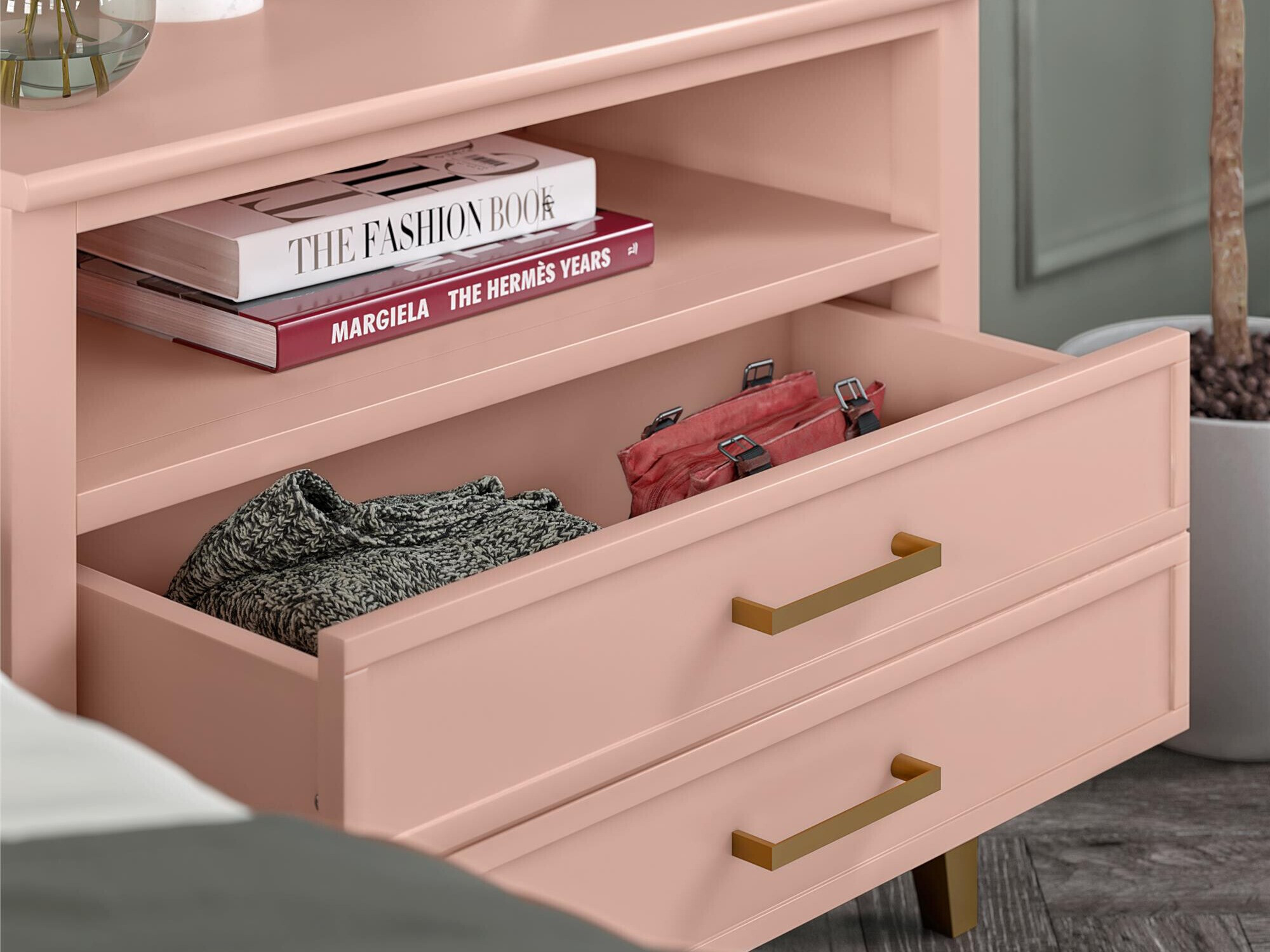 Прикроватная тумбочка CosmoLiving by Cosmopolitan Belromu 107 (Розовый)