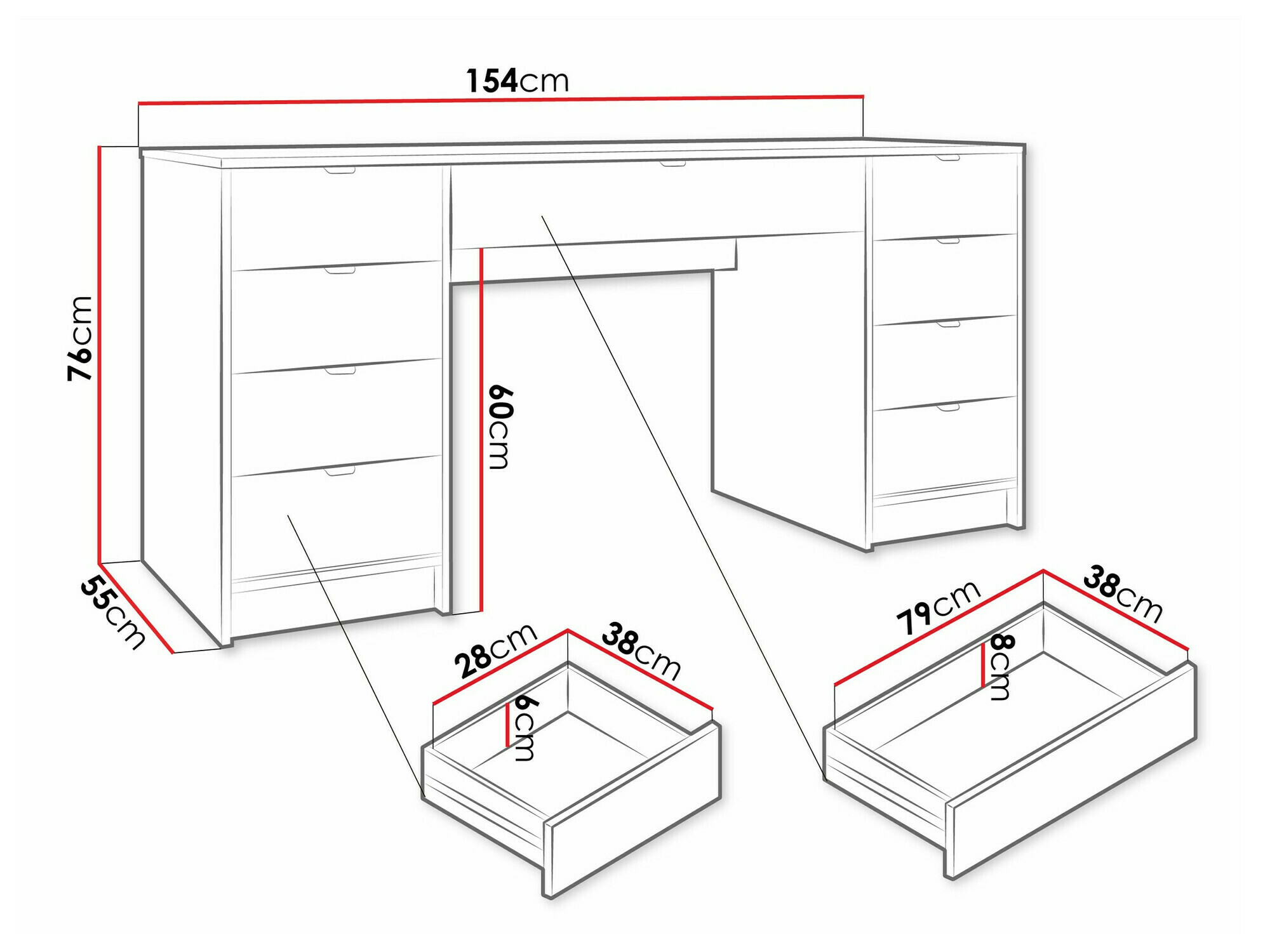 Rakstāmgalds Comfivo Larmire 110 (Melns)