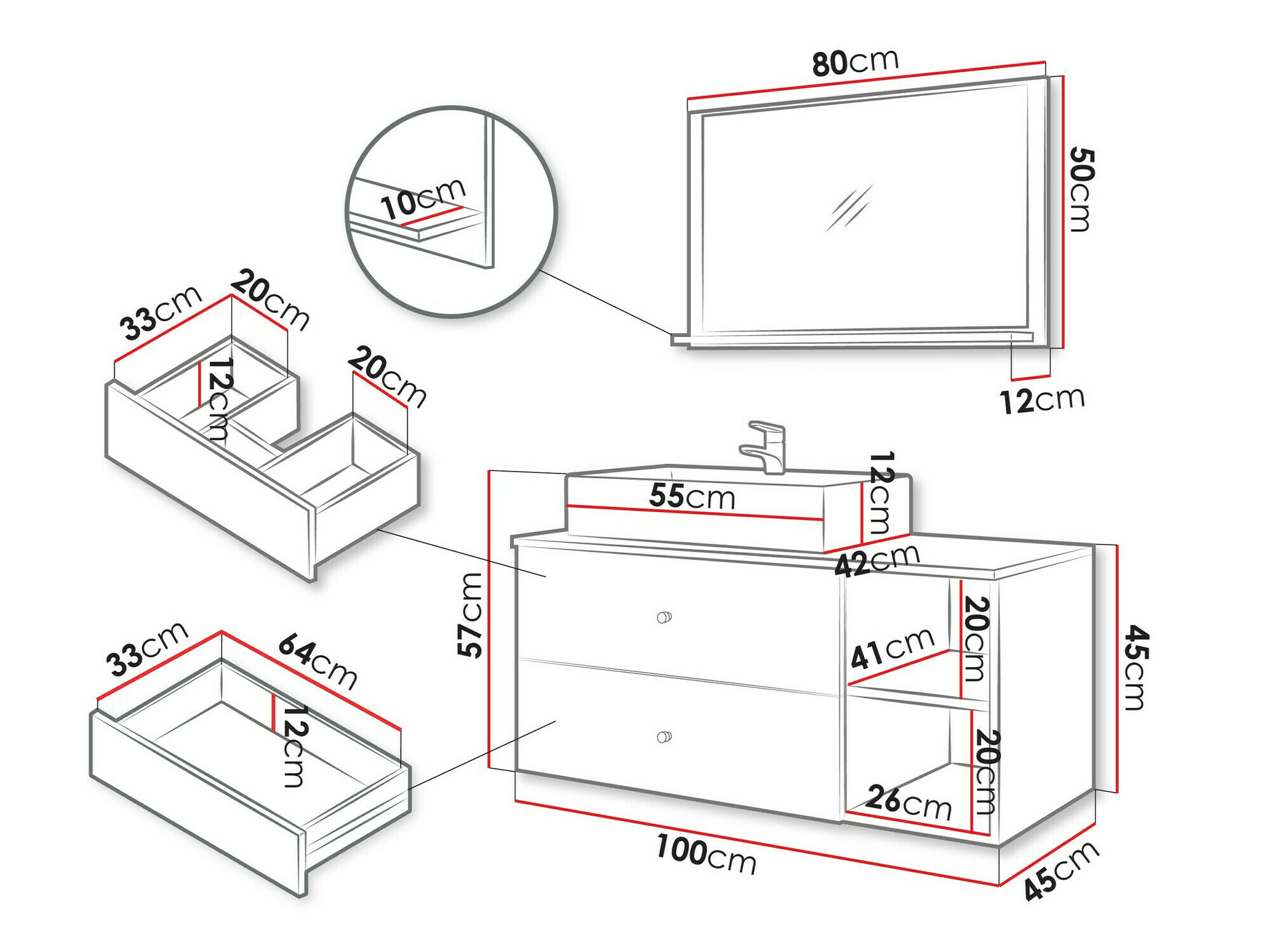 Vannas komplekts Ophruvi 100 (Balts)