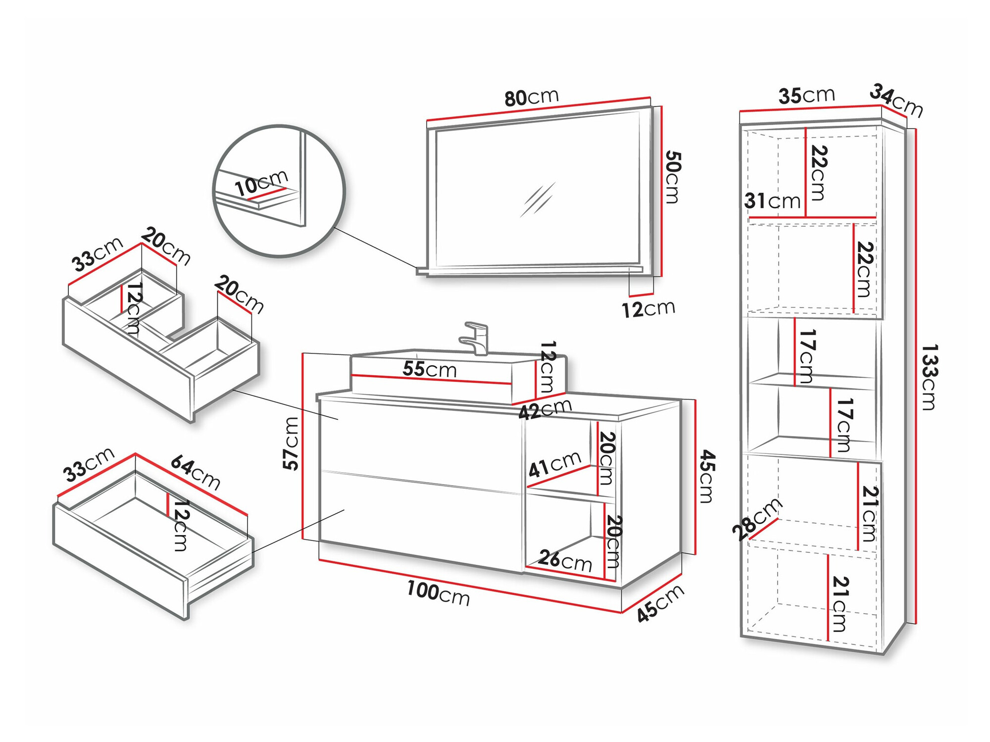 Vannas komplekts Nauta I (Riekstkoks + Balts marmors)