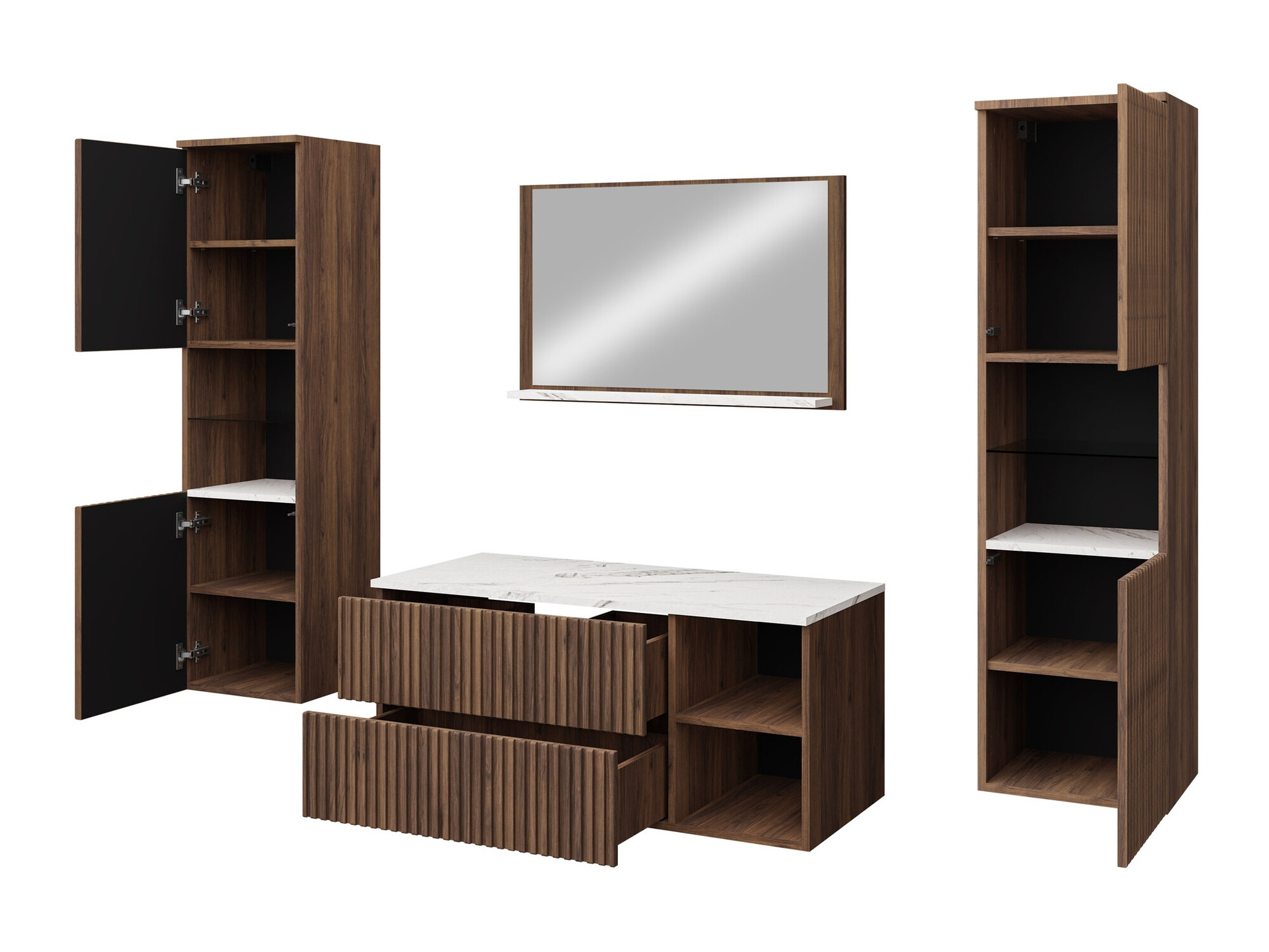 Vannas komplekts Nauta II (Riekstkoks + Balts marmors)