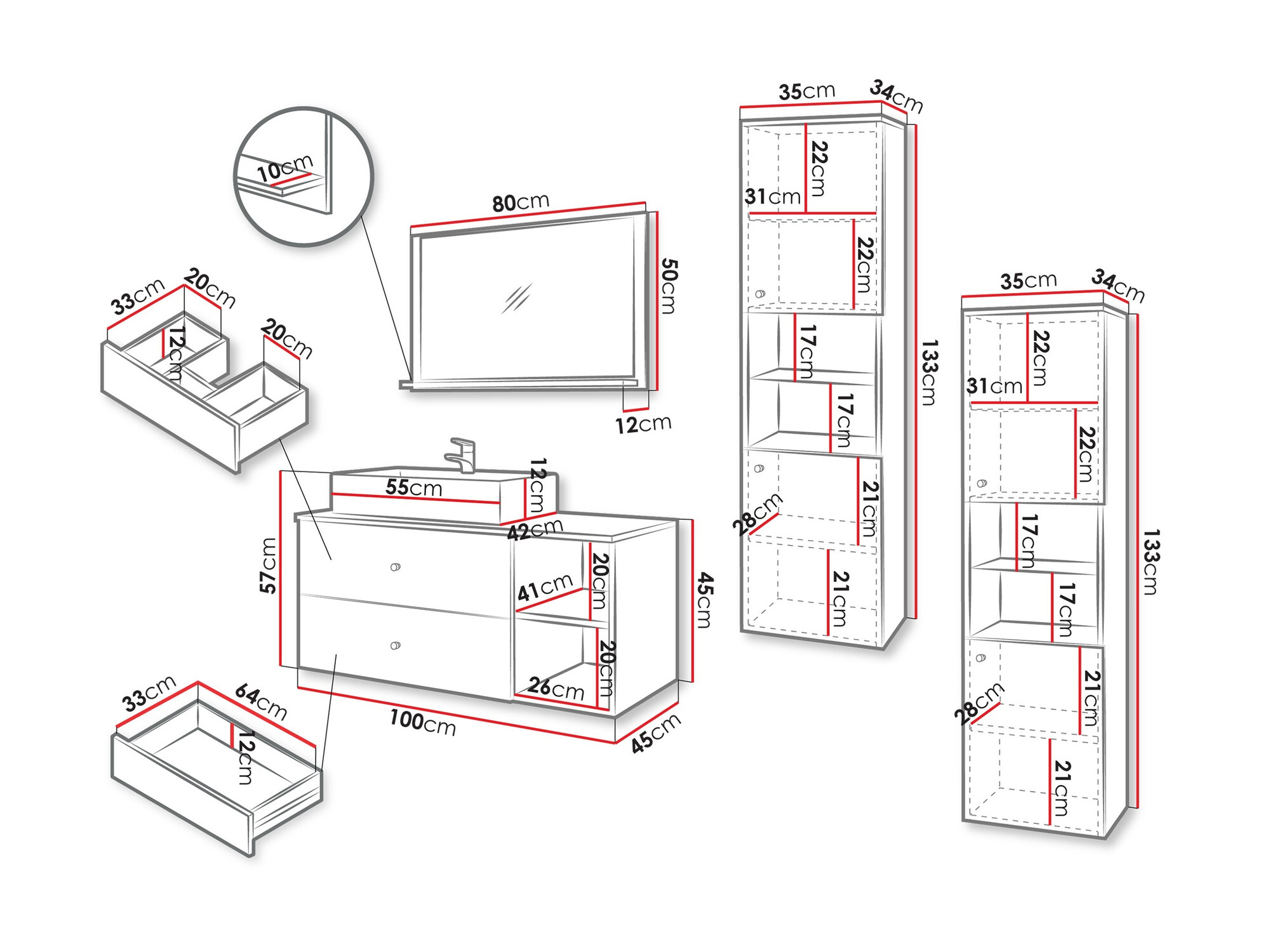 Vannas komplekts Ophruvi 102 (Balts)